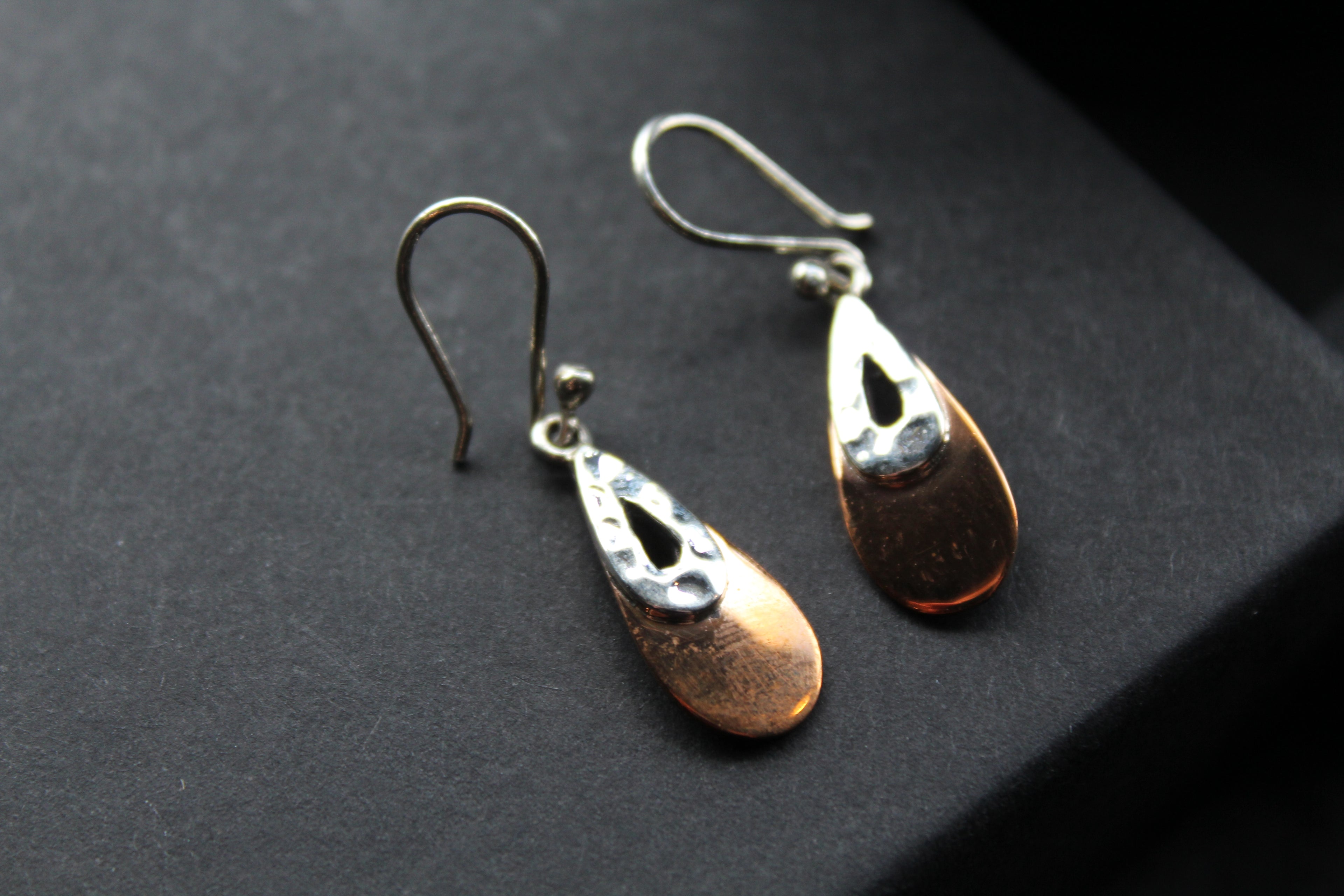 Copper & Silver Teardrop Earrings