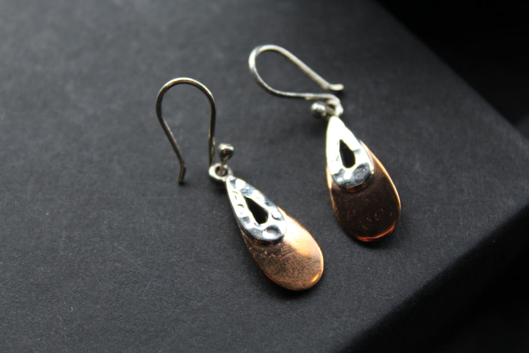 Copper & Silver Teardrop Earrings