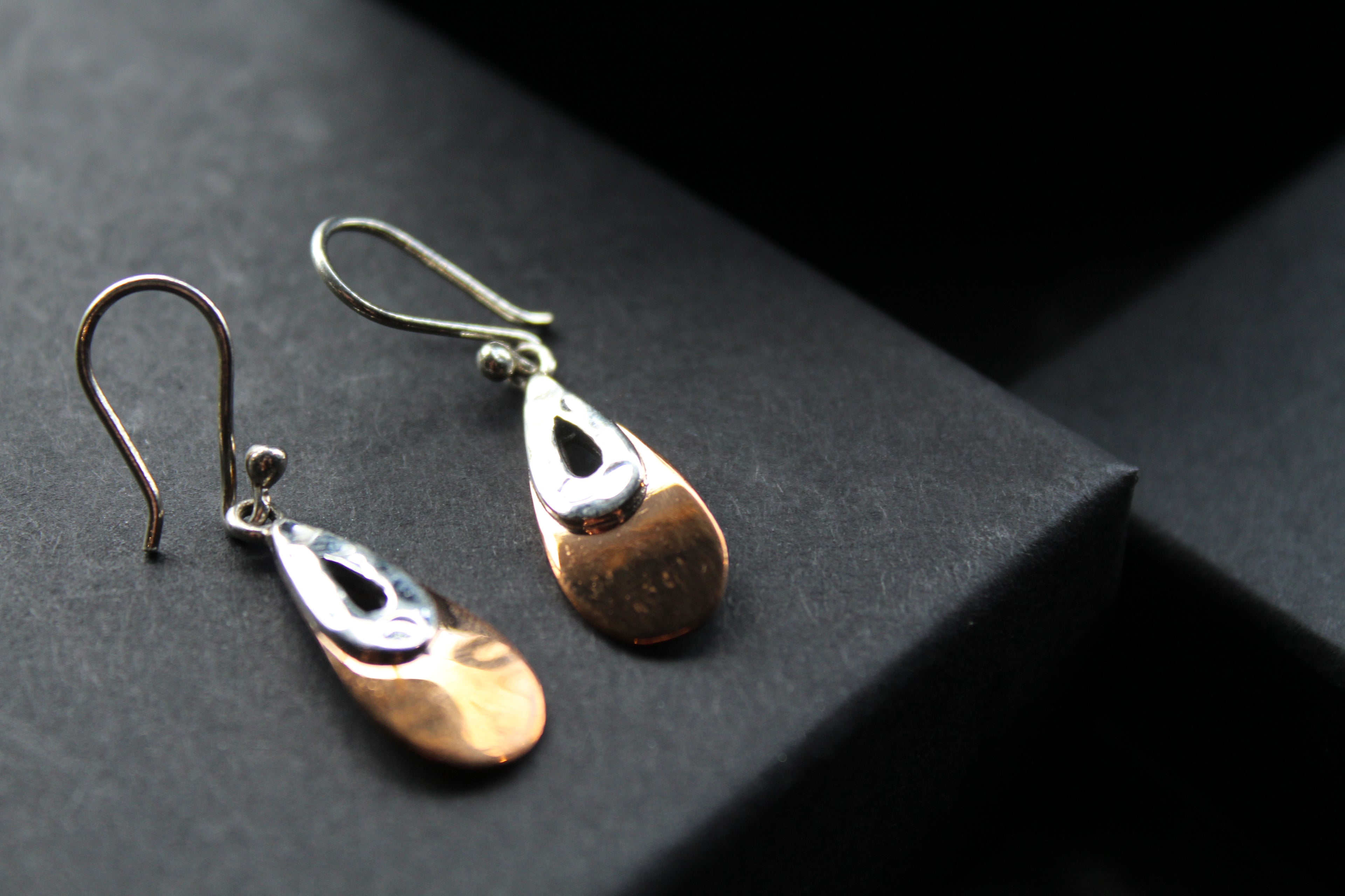 Copper & Silver Teardrop Earrings