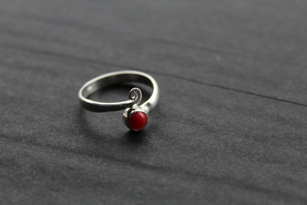 Coral Red Adjustable Ring