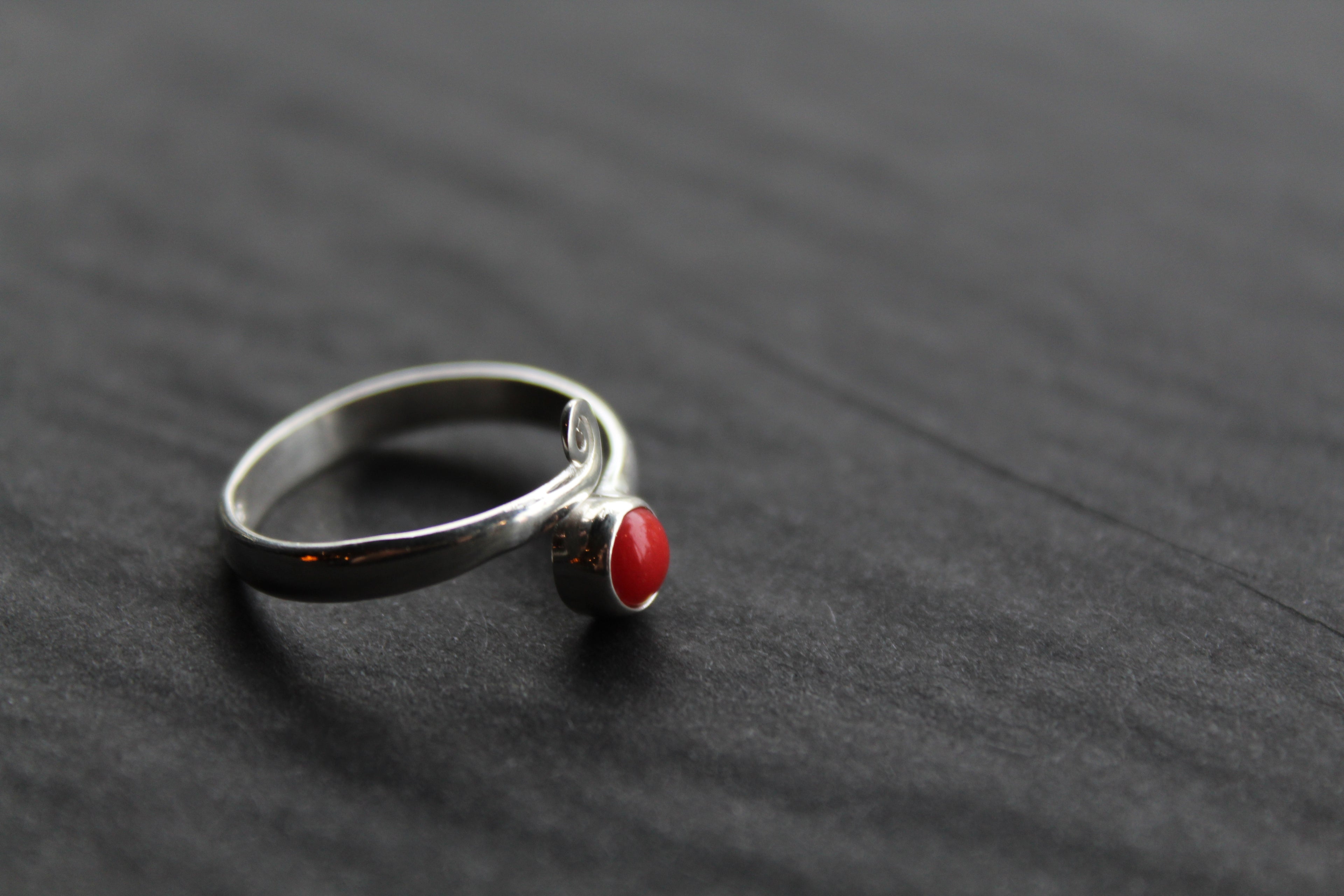 Coral Red Adjustable Ring