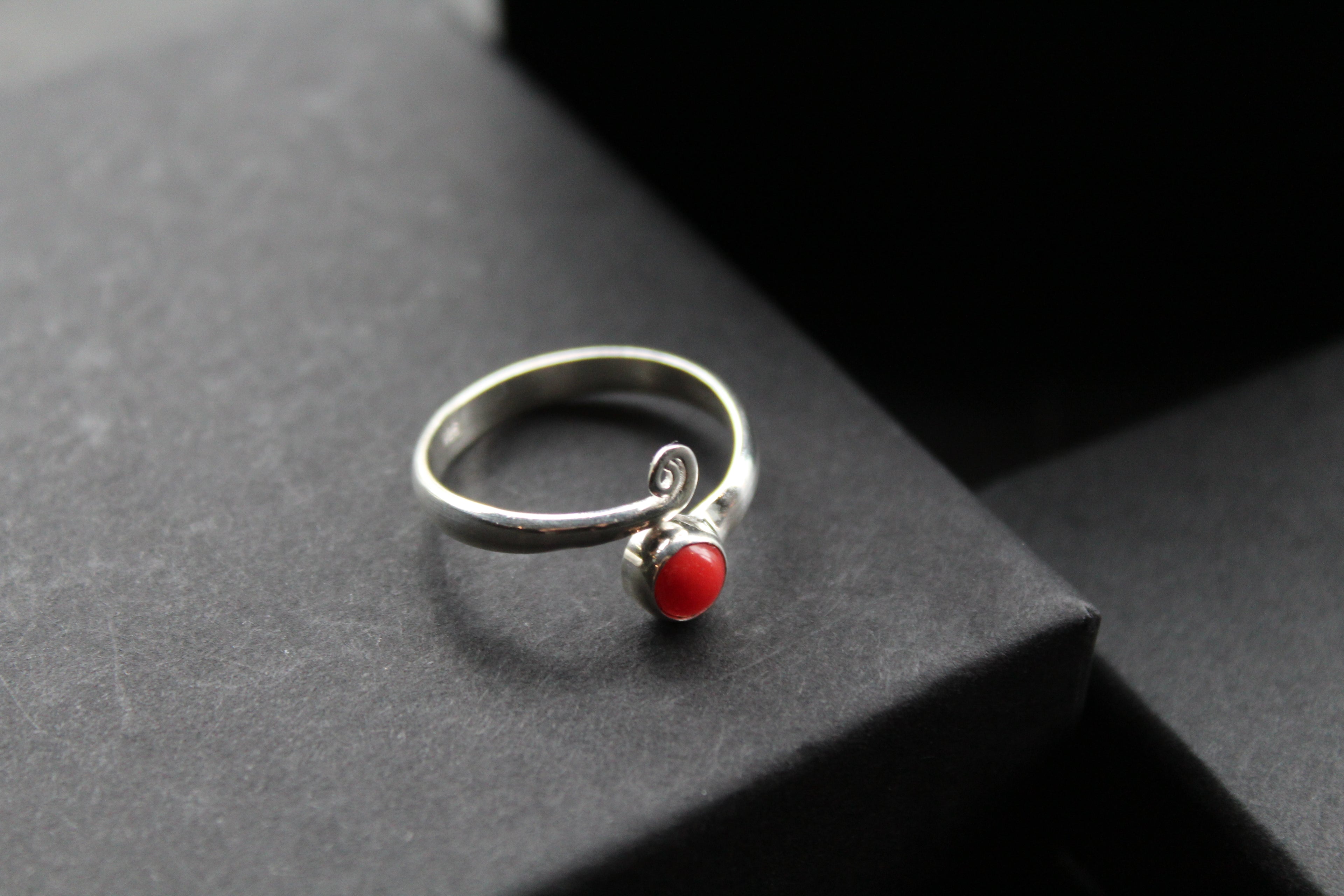 Coral Red Adjustable Ring