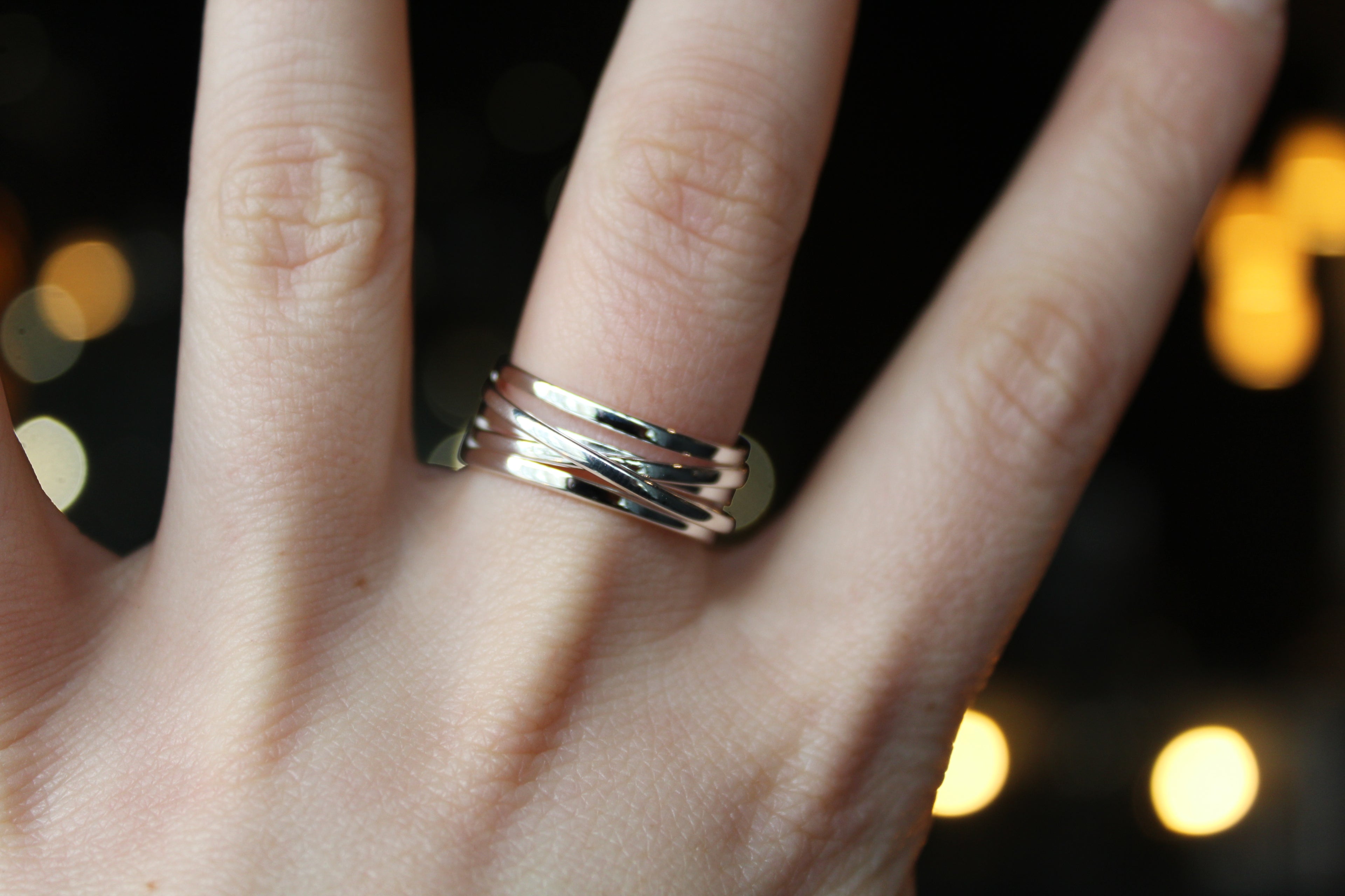 Cross Over Silver Ring