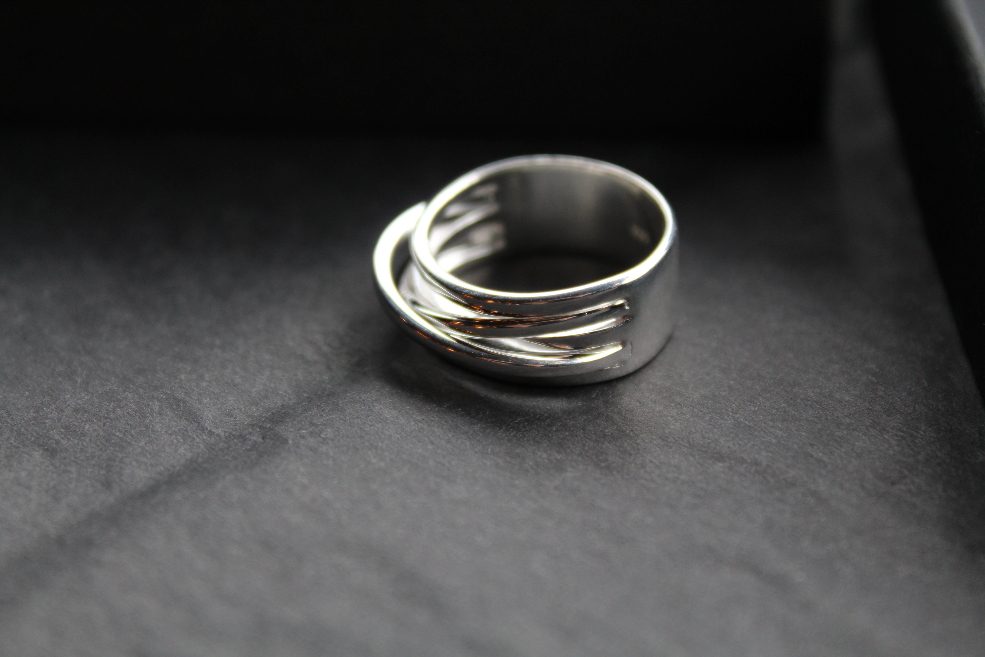Cross Over Silver Ring
