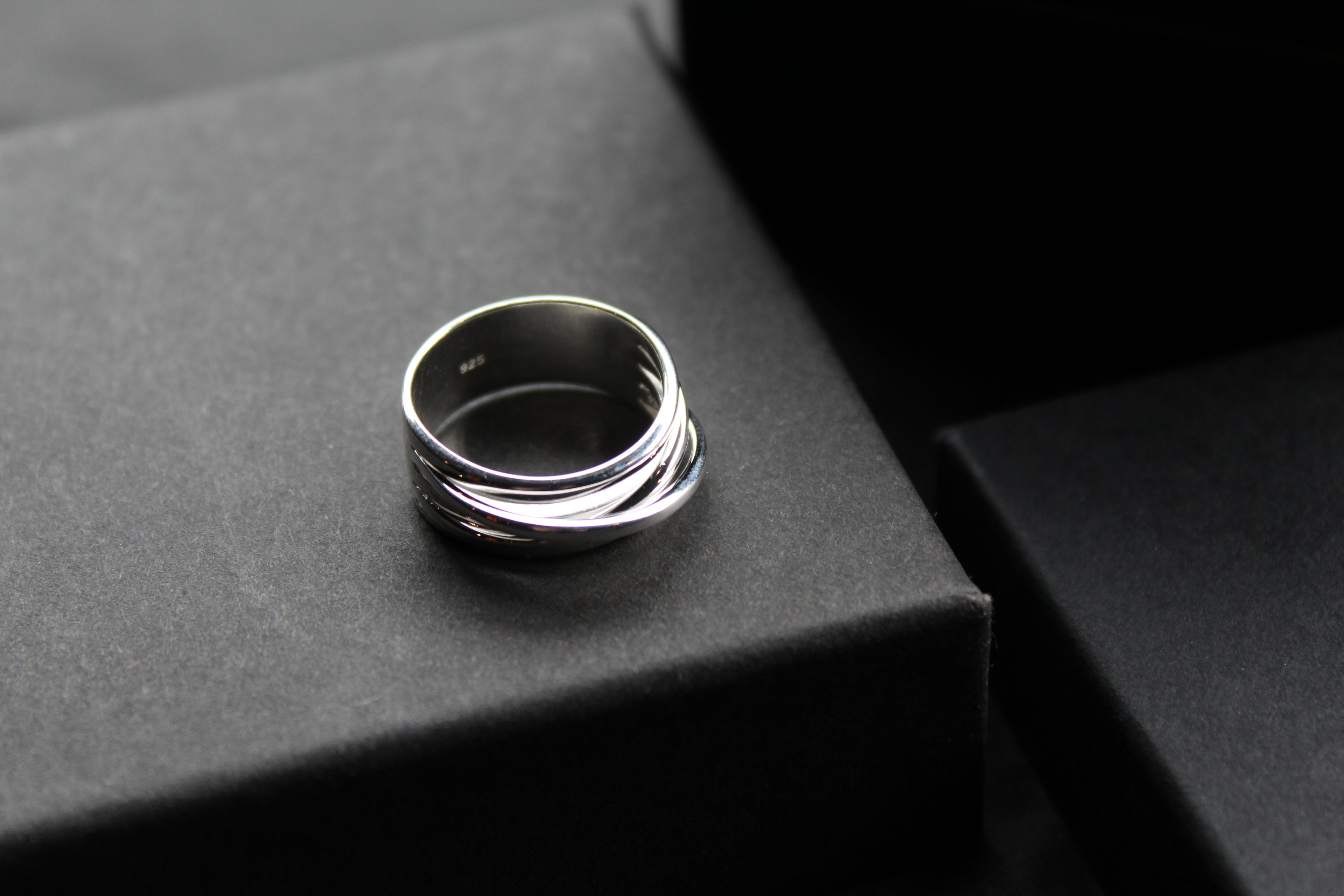 Cross Over Silver Ring