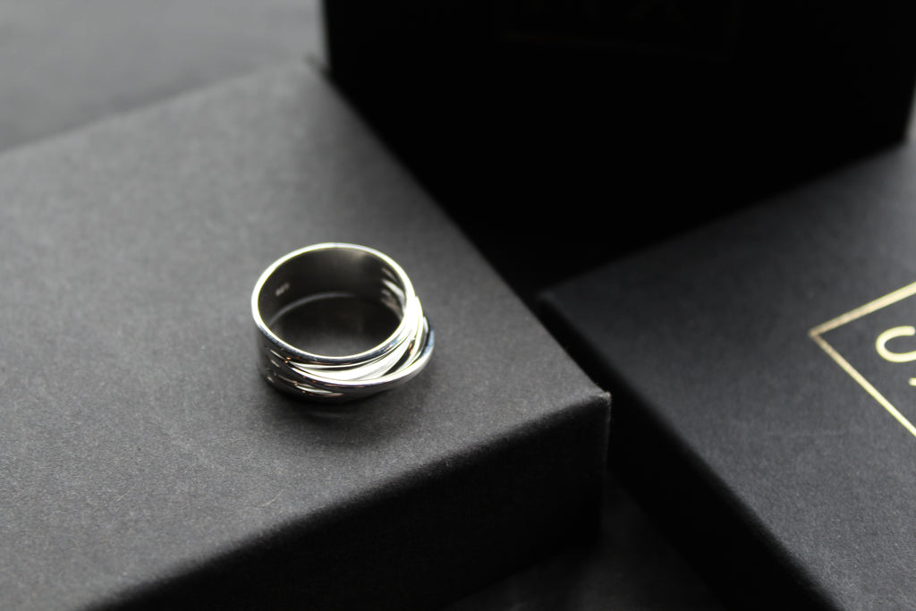 Cross Over Silver Ring