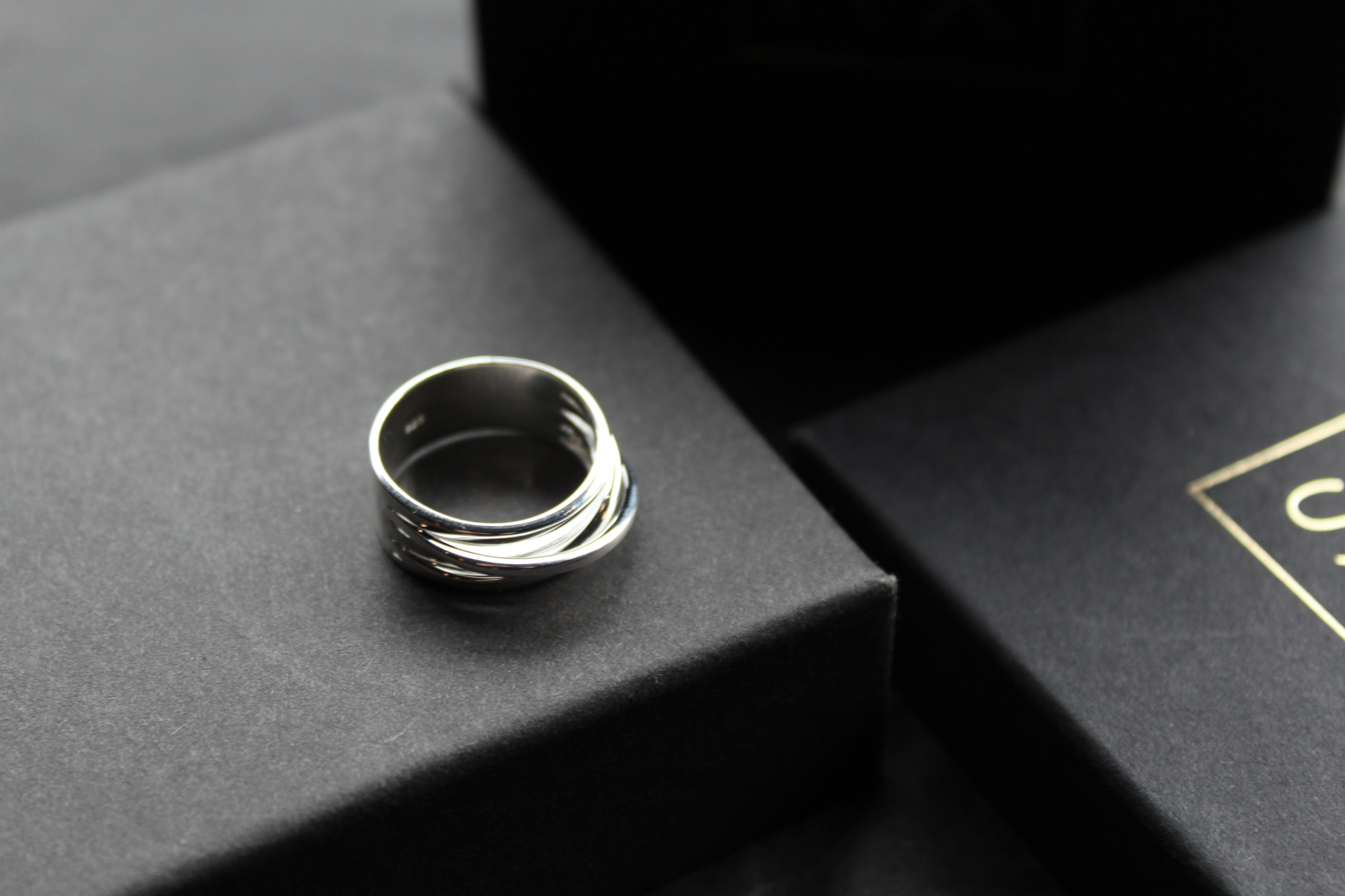 Cross Over Silver Ring