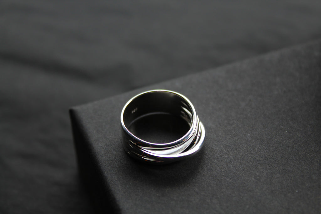 Cross Over Silver Ring