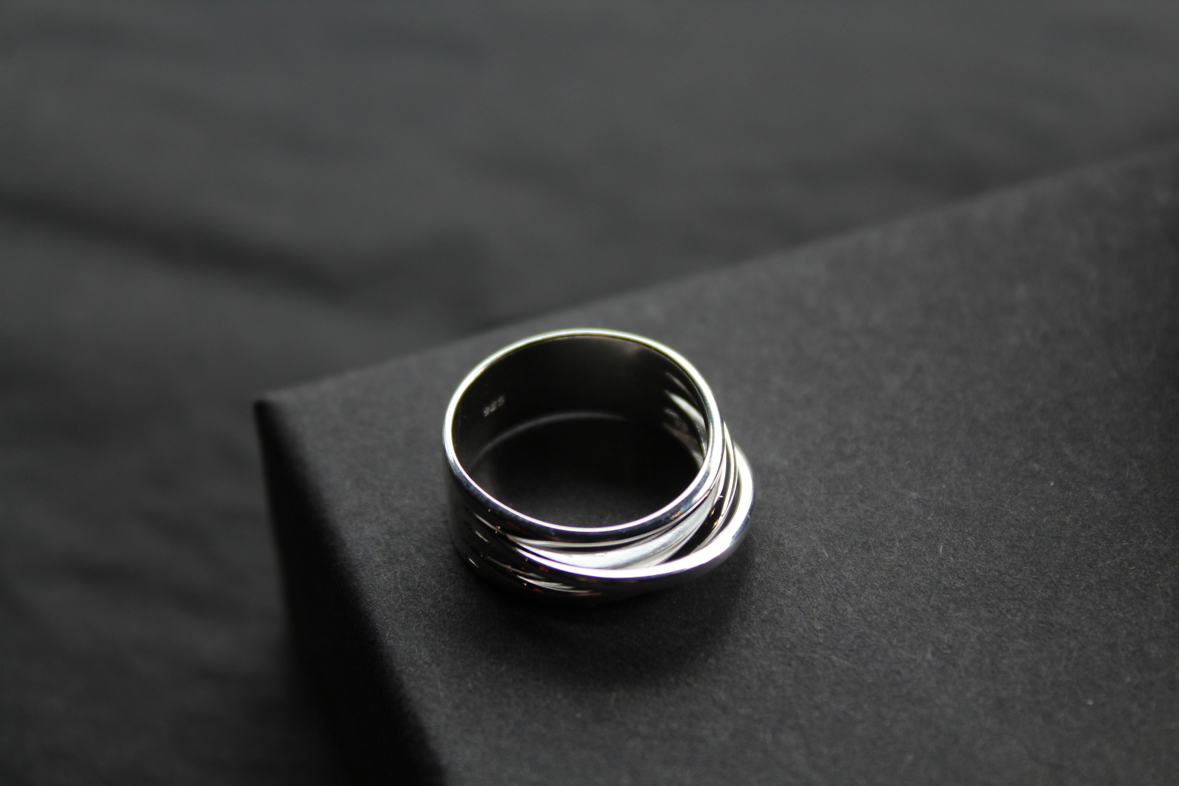 Cross Over Silver Ring
