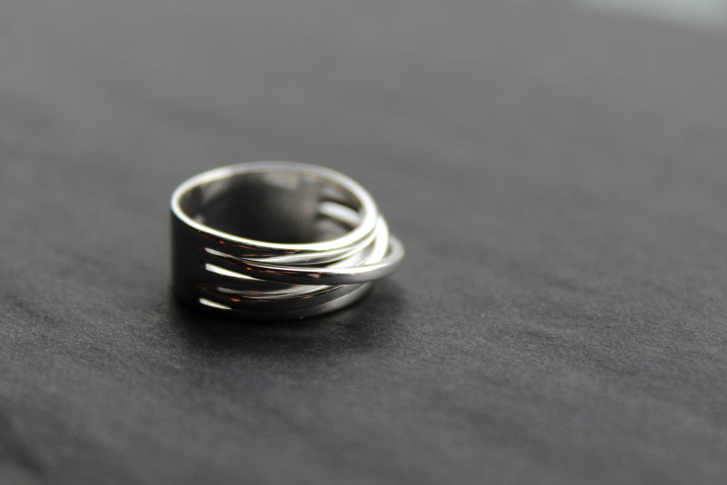 Cross Over Silver Ring