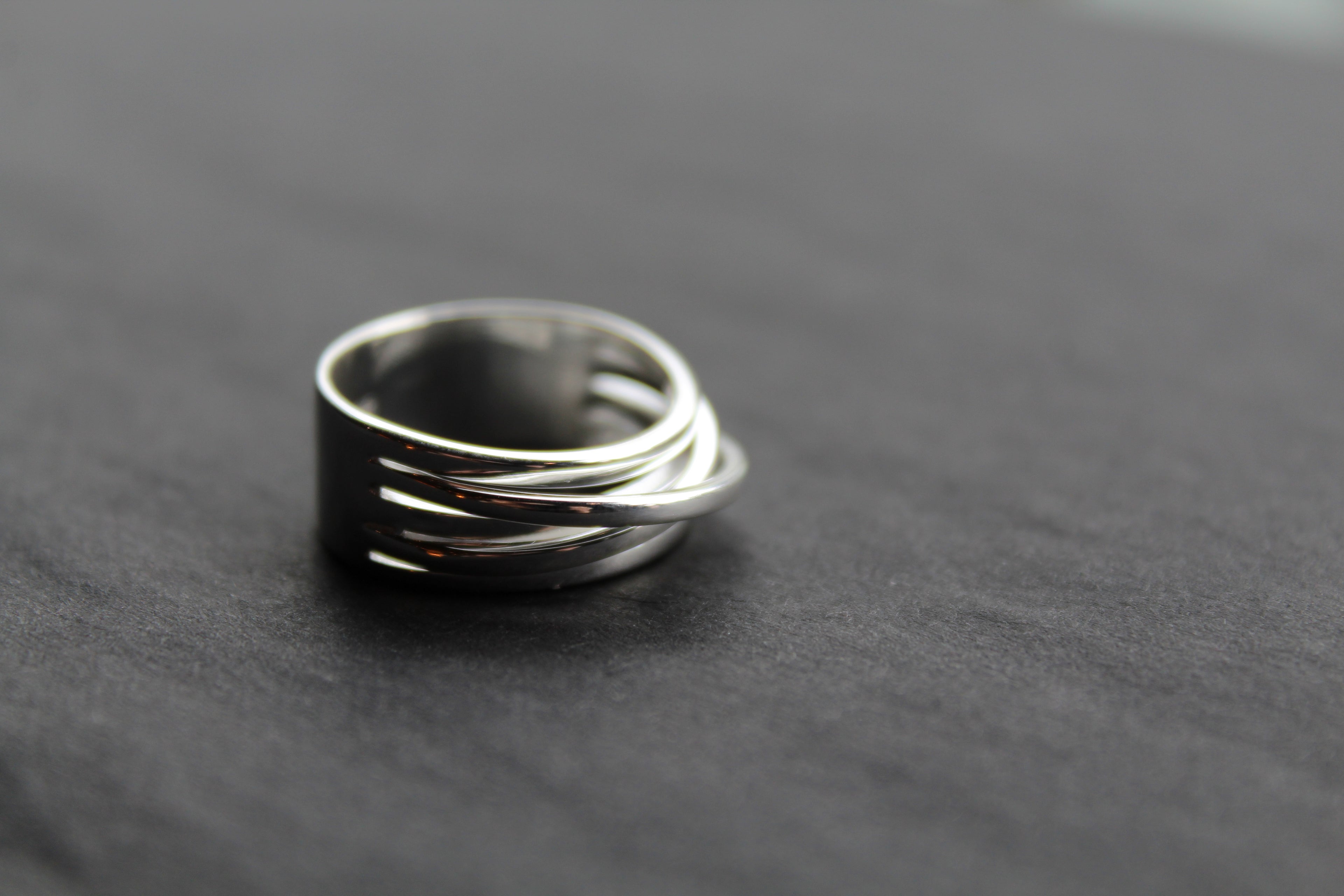 Cross Over Silver Ring