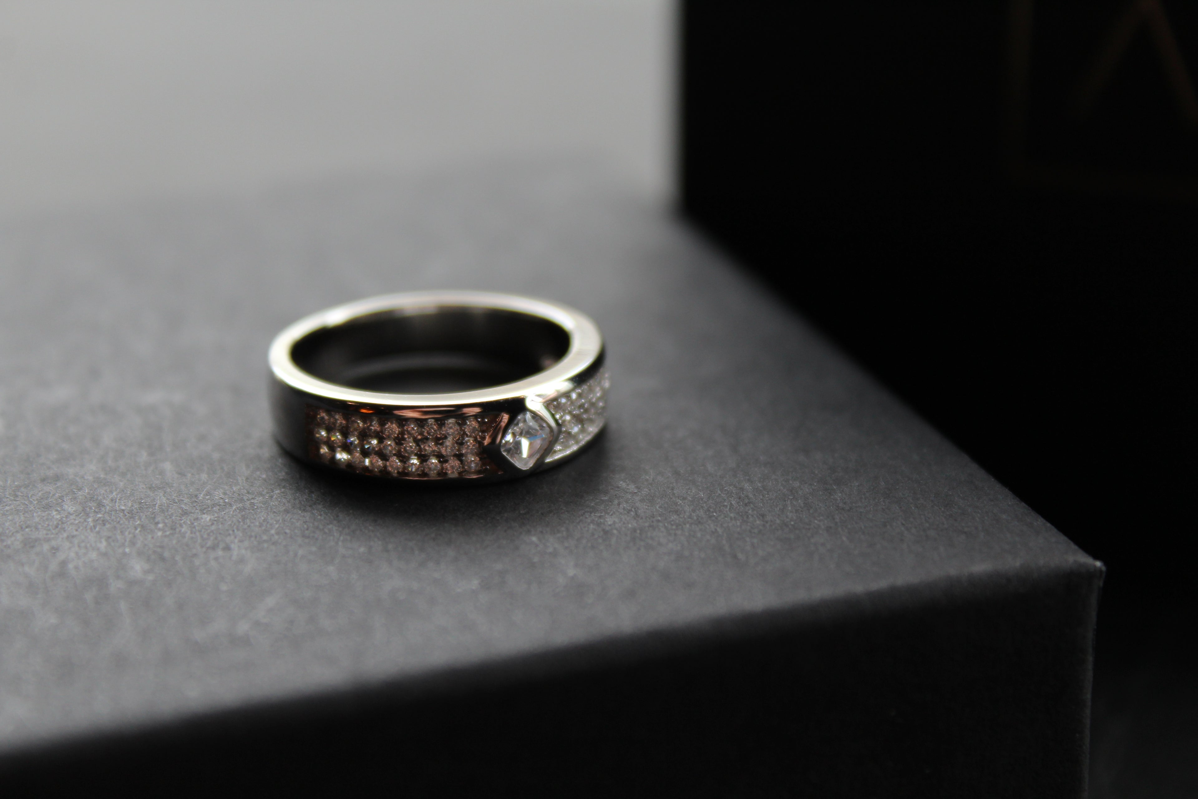 Cubic Zirconia Band with Solitaire Ring