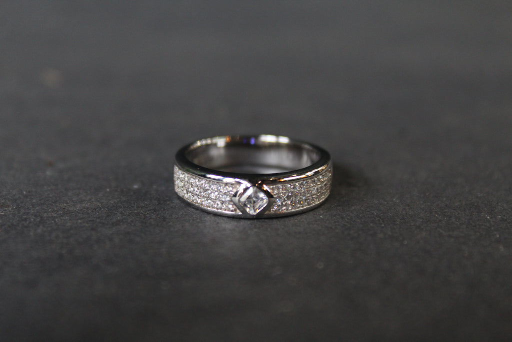 Cubic Zirconia Band with Solitaire Ring