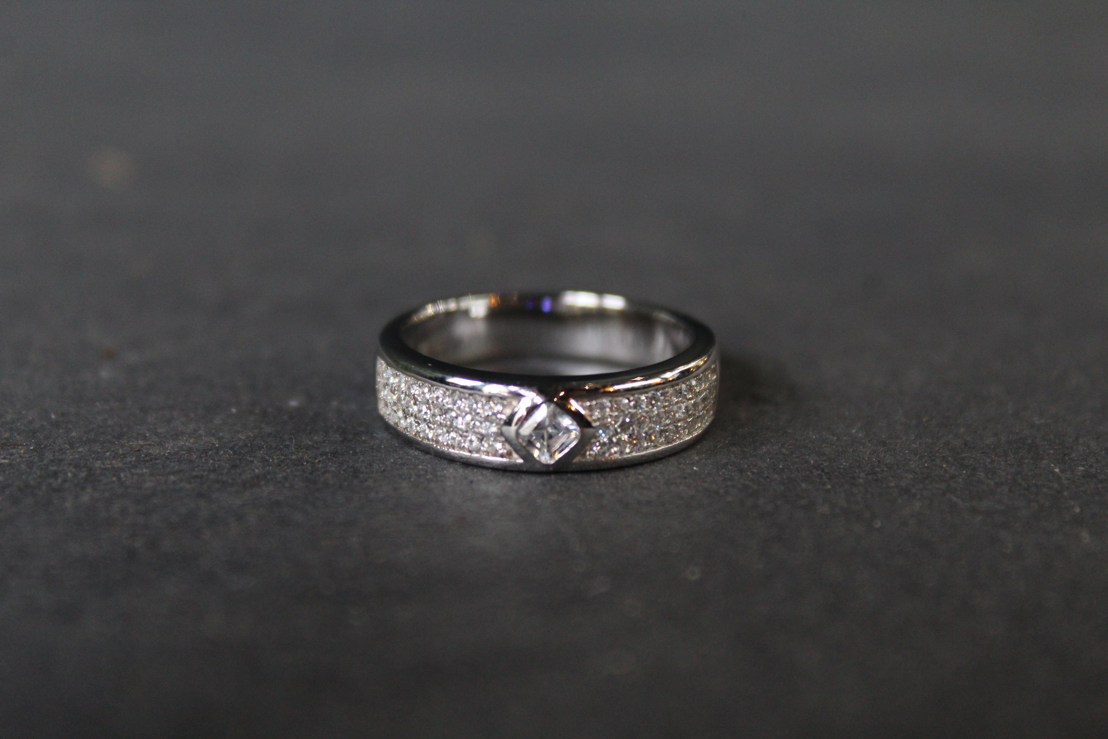 Cubic Zirconia Band with Solitaire Ring
