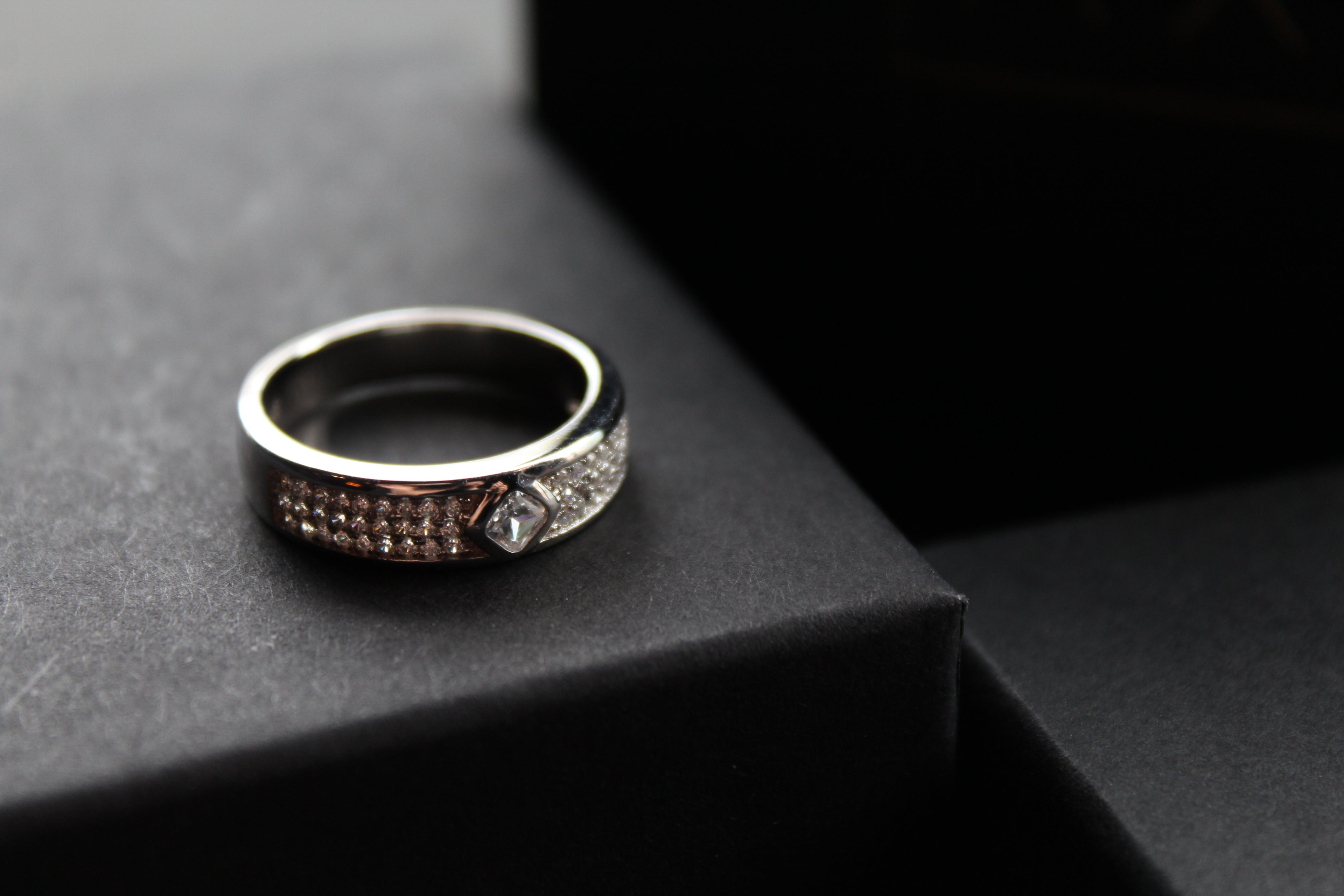 Cubic Zirconia Band with Solitaire Ring