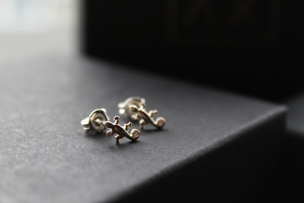 Cubic Zirconia Gecko Studs