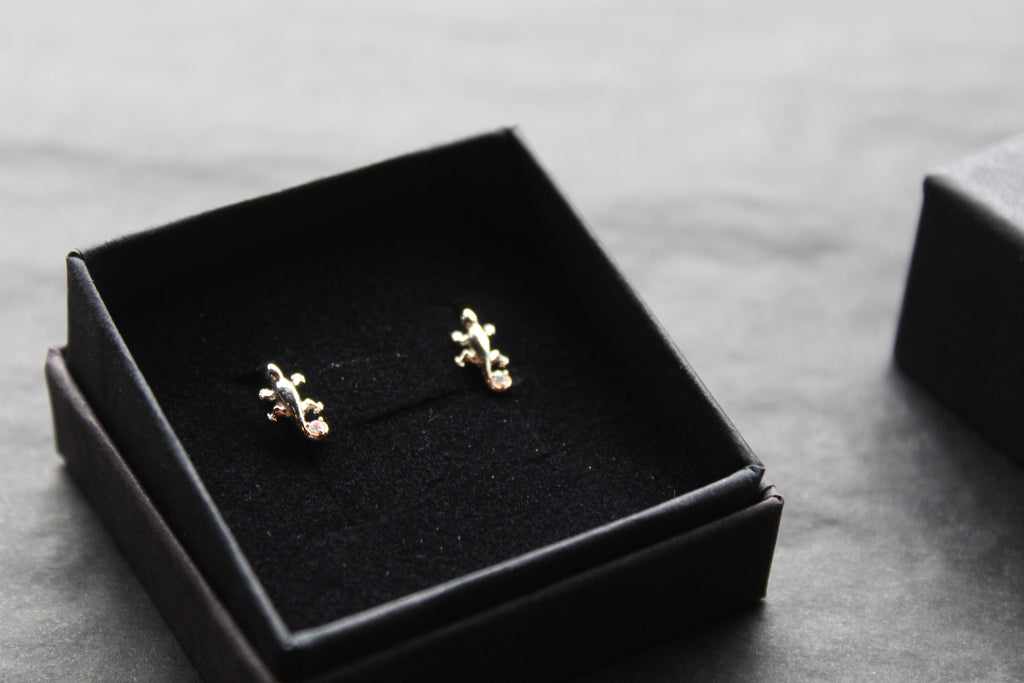 Cubic Zirconia Gecko Studs