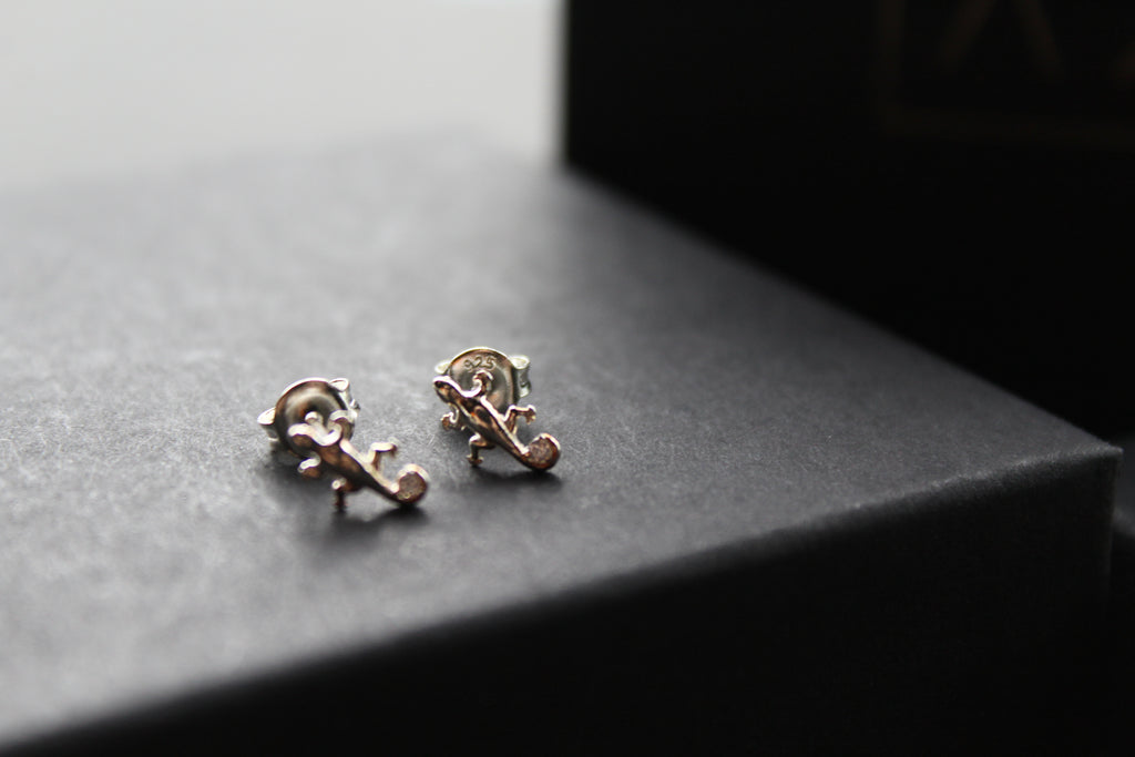 Cubic Zirconia Gecko Studs
