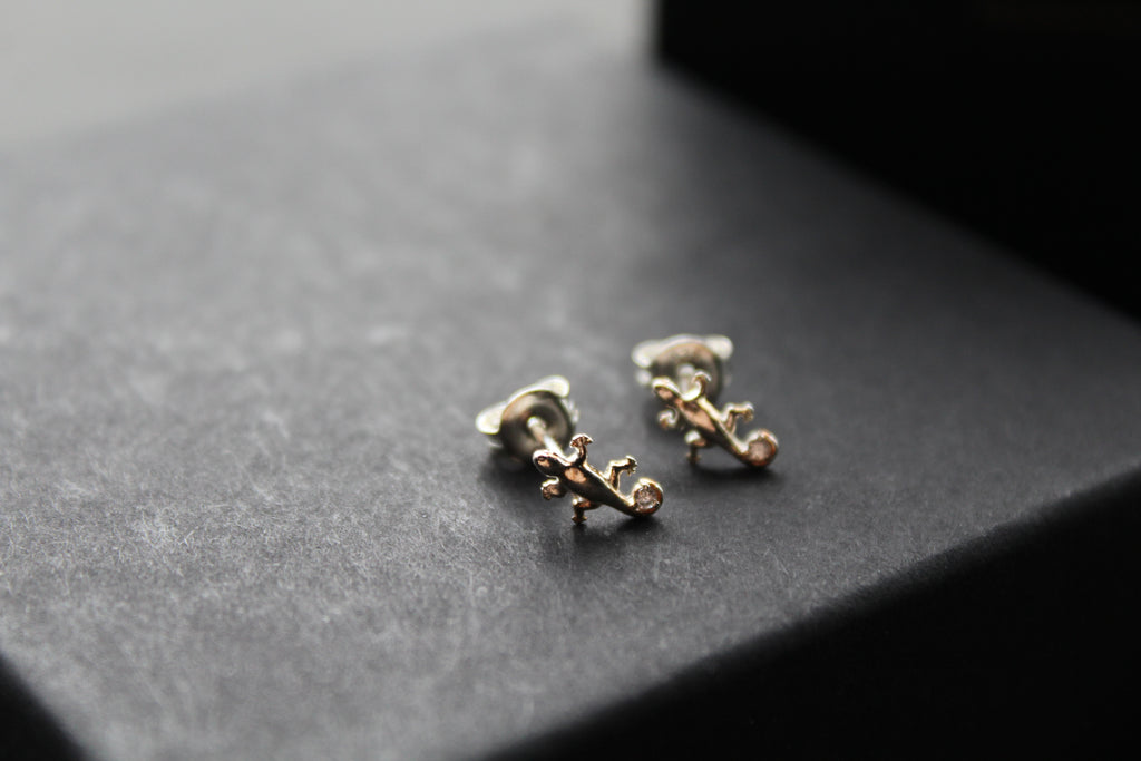 Cubic Zirconia Gecko Studs