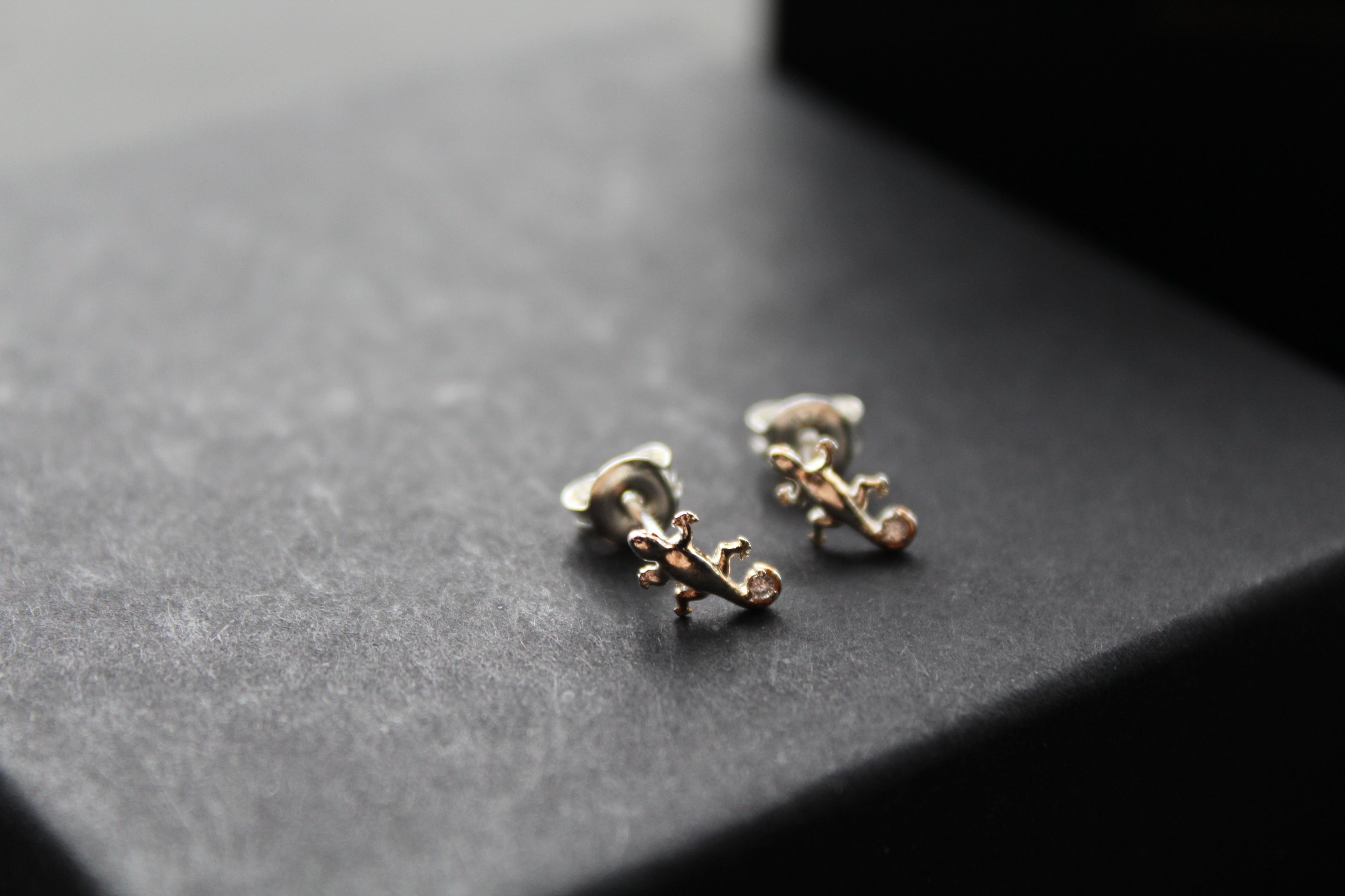 Cubic Zirconia Gecko Studs