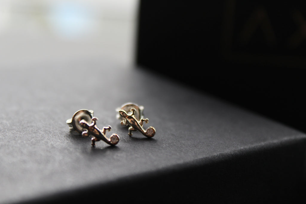 Cubic Zirconia Gecko Studs