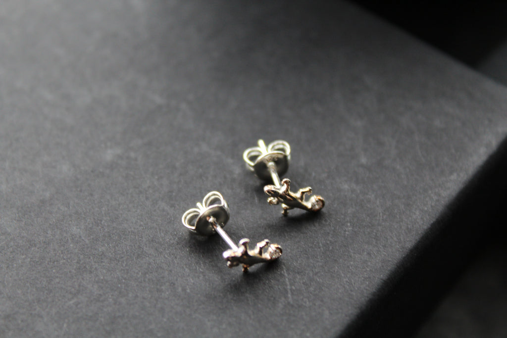 Cubic Zirconia Gecko Studs