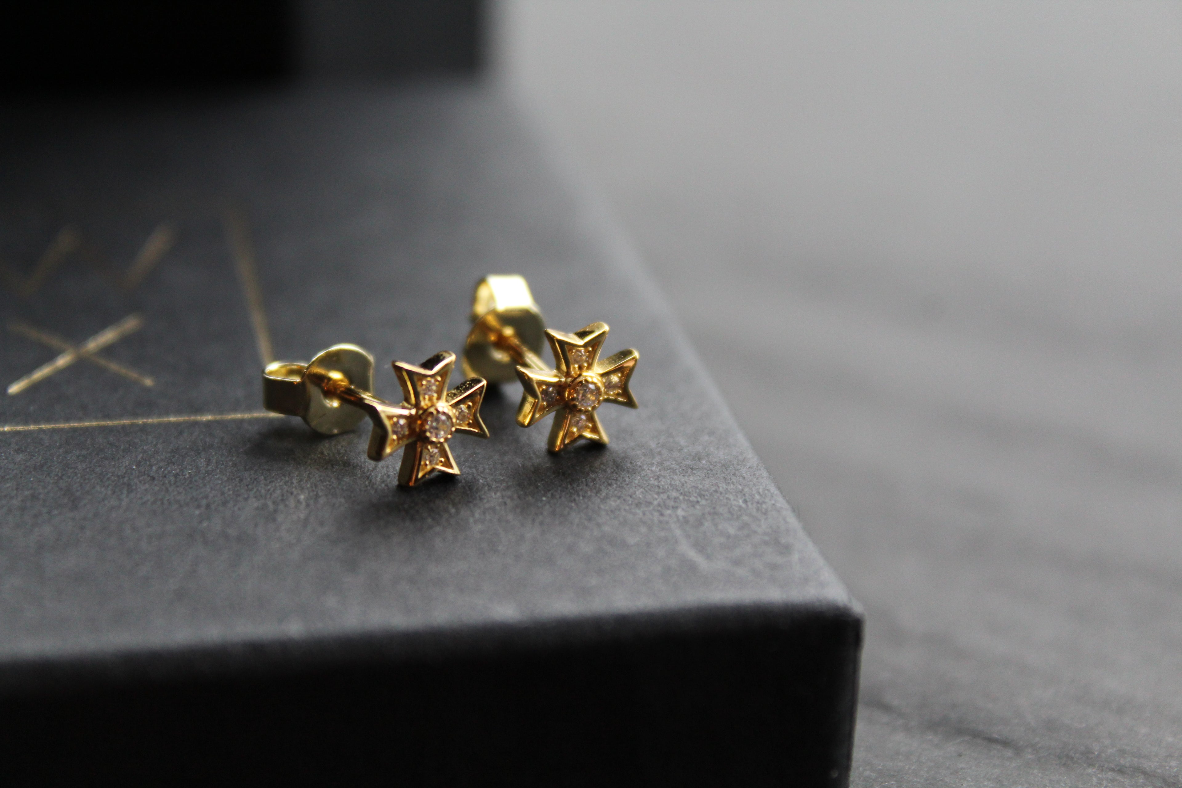 Cubic Zirconia Maltese Cross Earrings