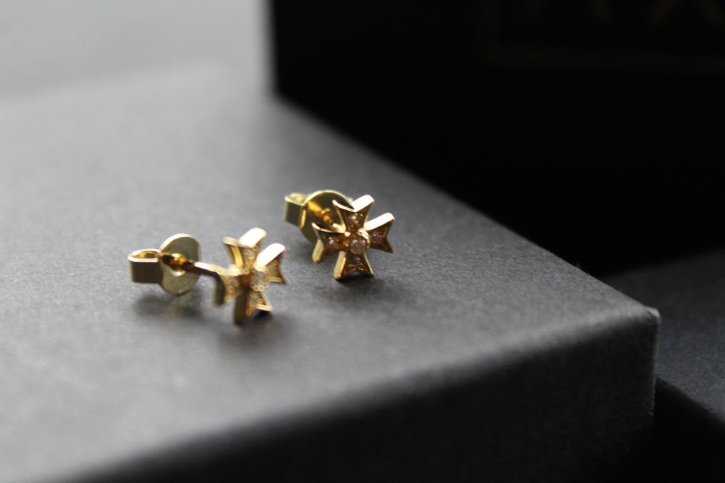 Cubic Zirconia Maltese Cross Earrings