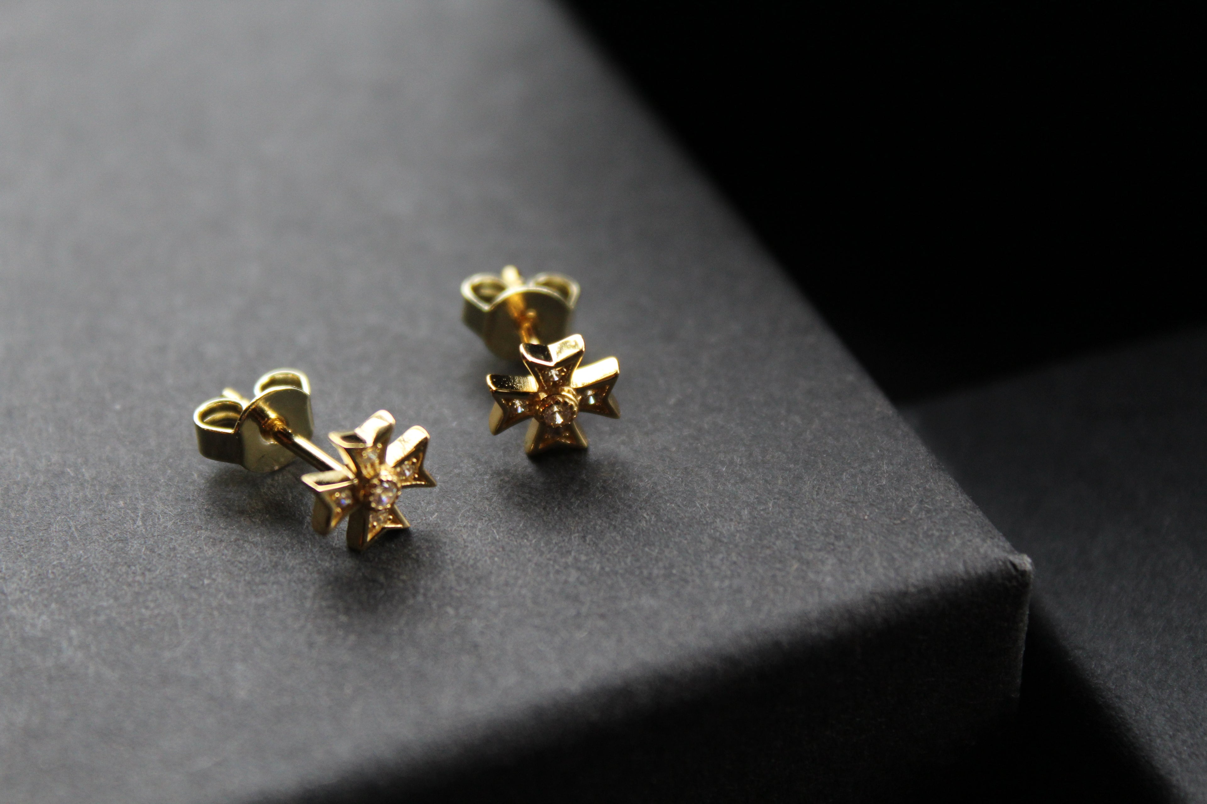 Cubic Zirconia Maltese Cross Earrings