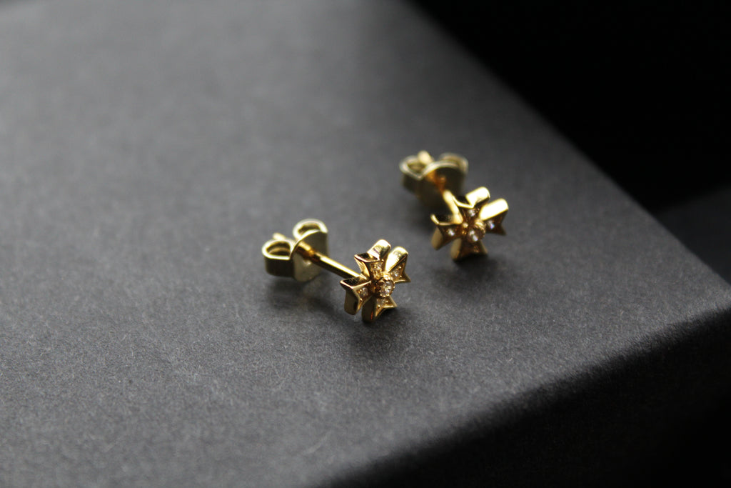 Cubic Zirconia Maltese Cross Earrings