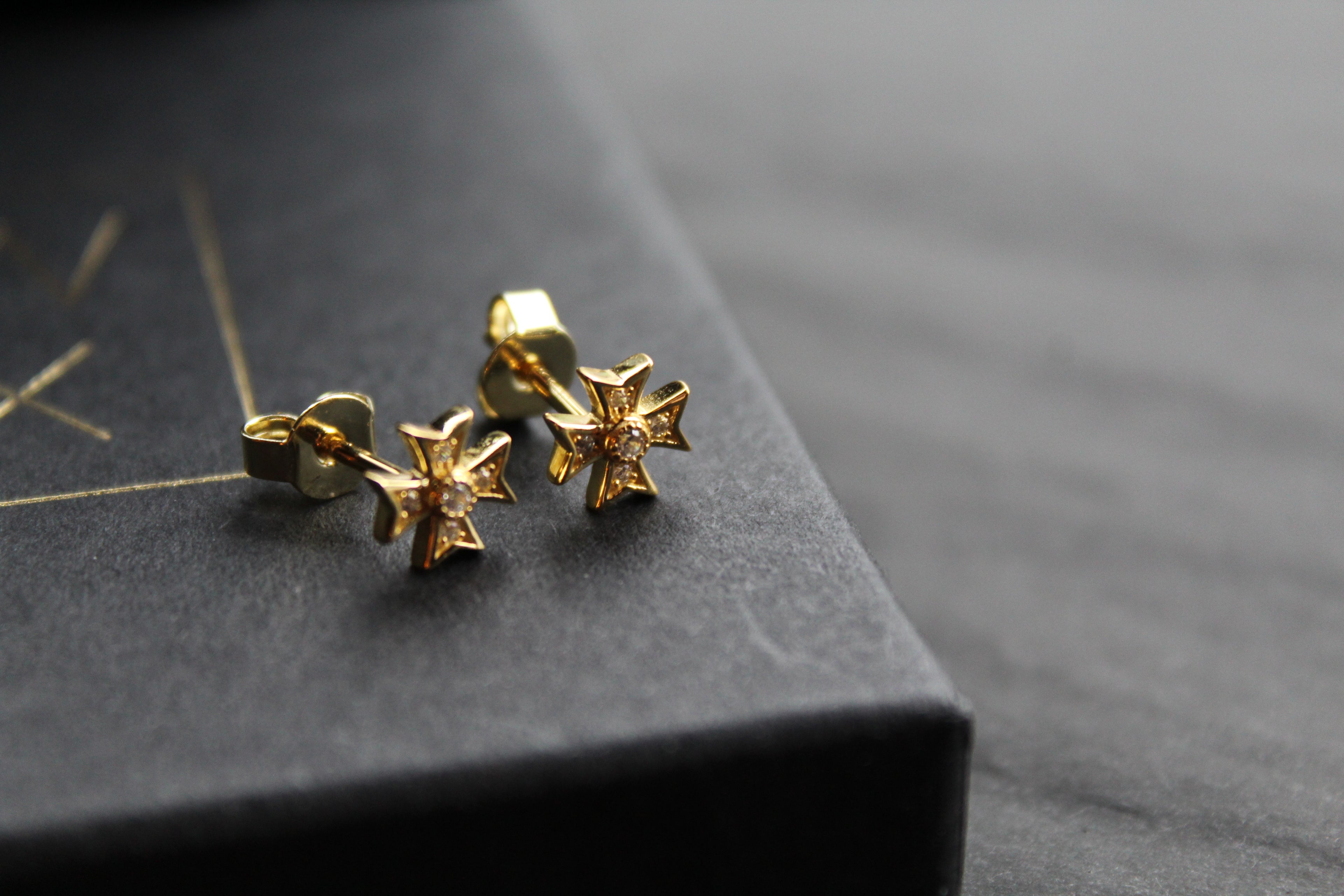 Cubic Zirconia Maltese Cross Earrings