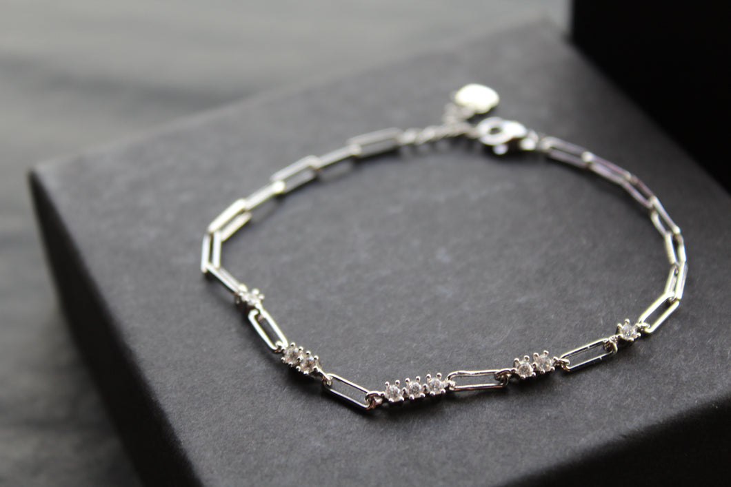 Cubic Zirconia Paperlink Chain Bracelet