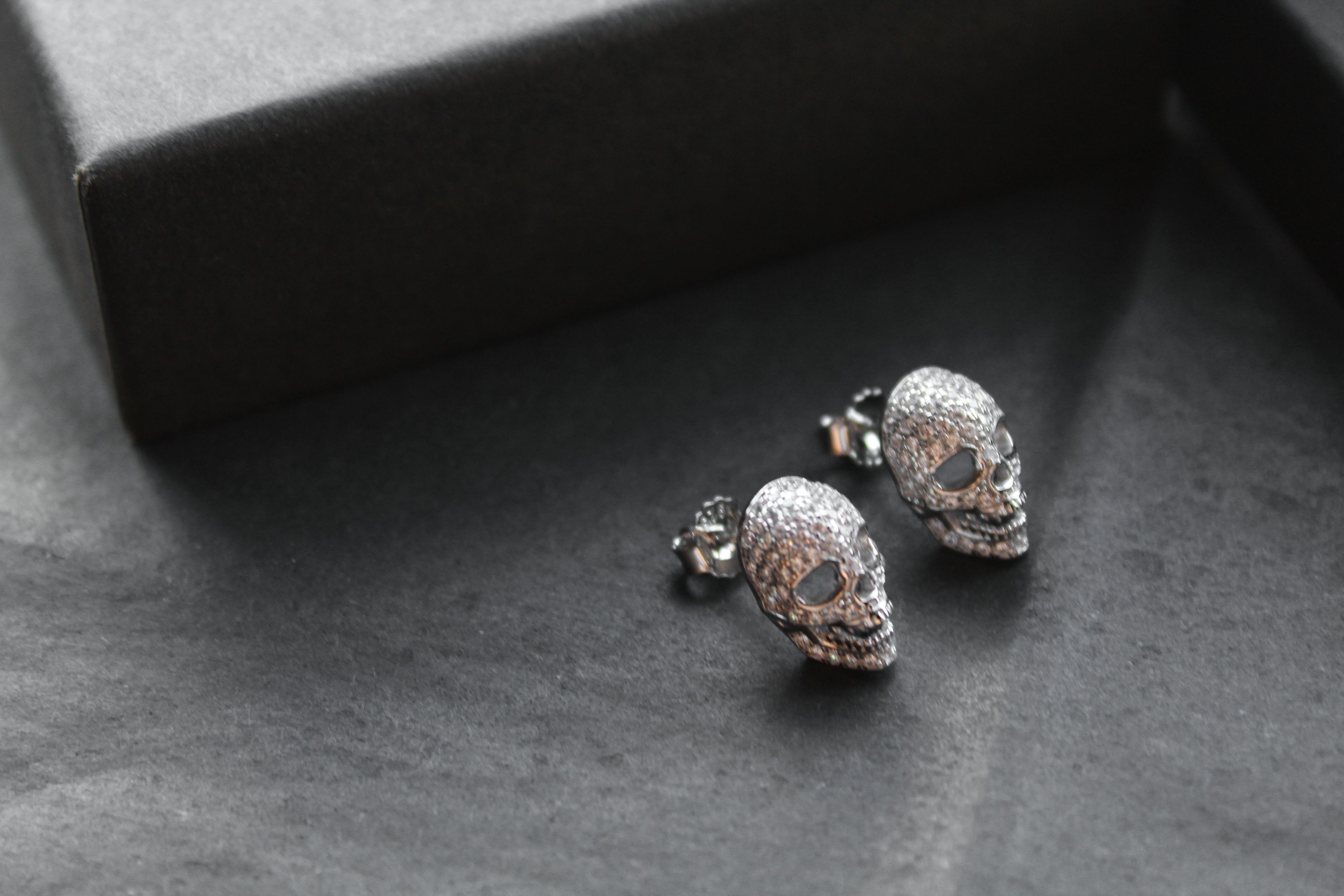 Cubic Zirconia Skull Studs
