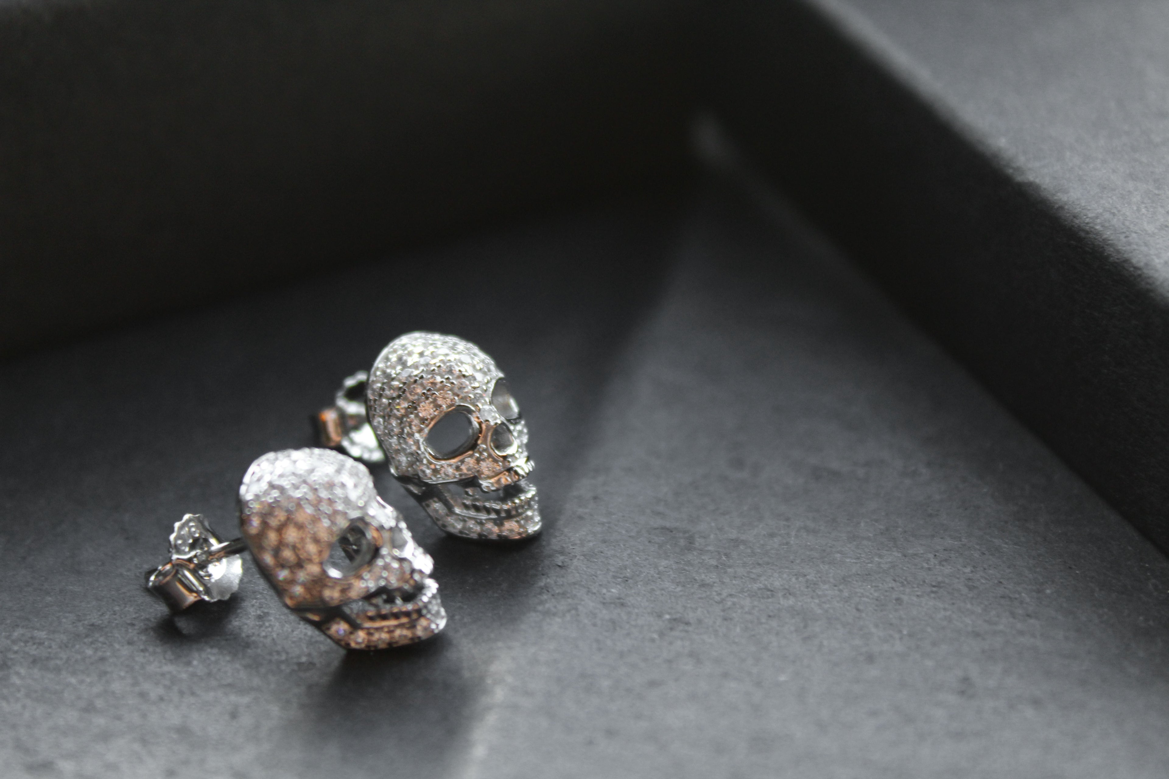 Cubic Zirconia Skull Studs