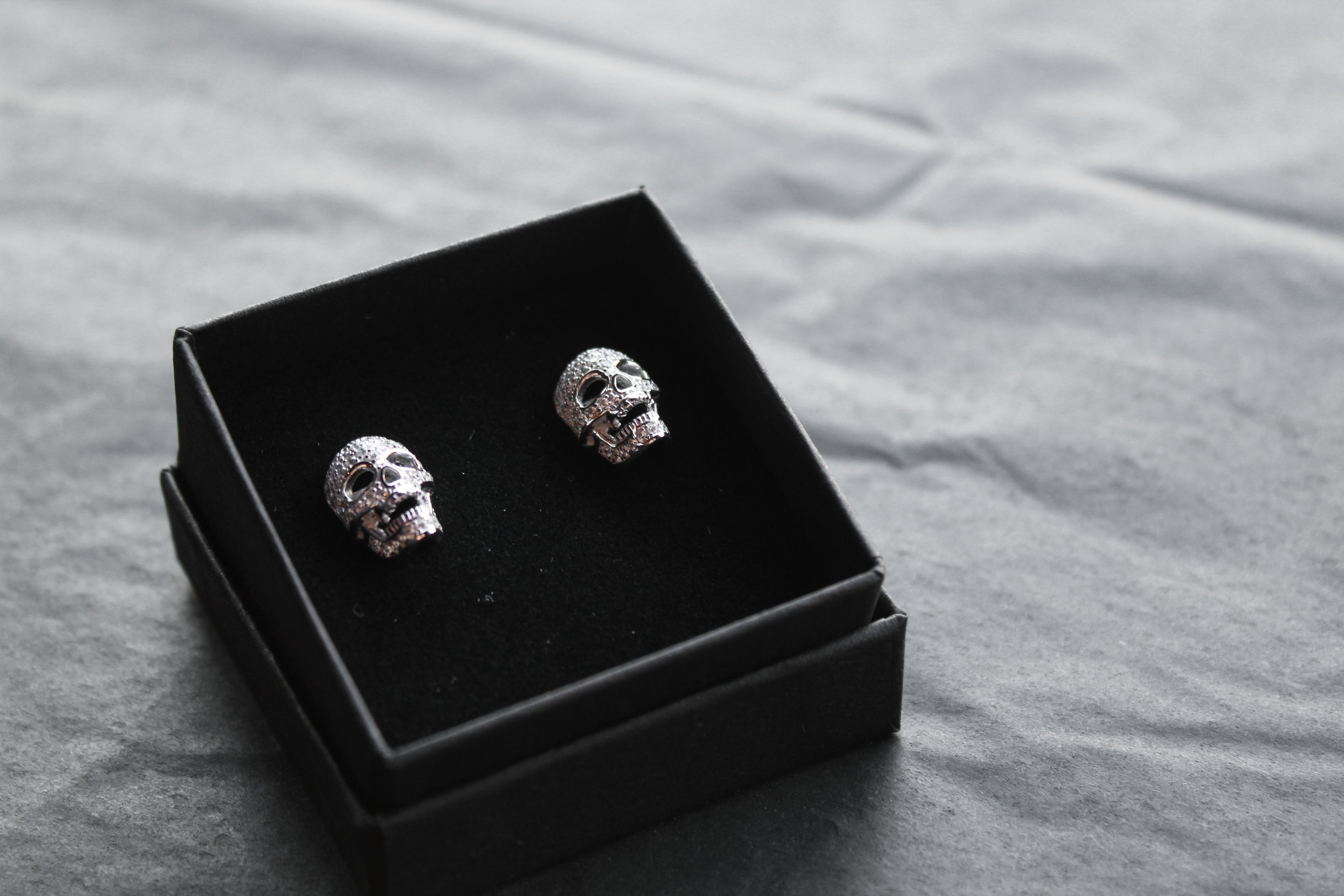 Cubic Zirconia Skull Studs