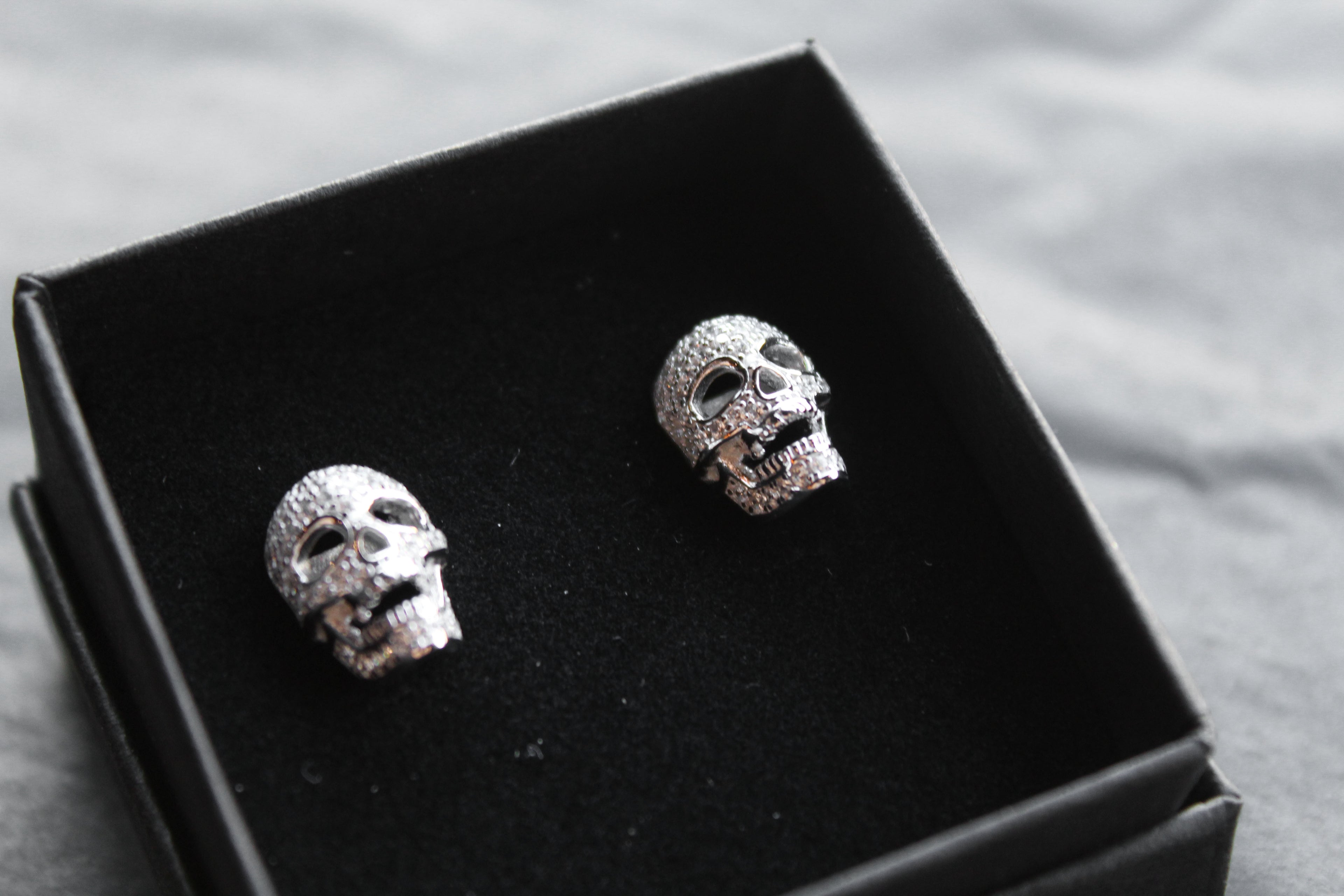 Cubic Zirconia Skull Studs