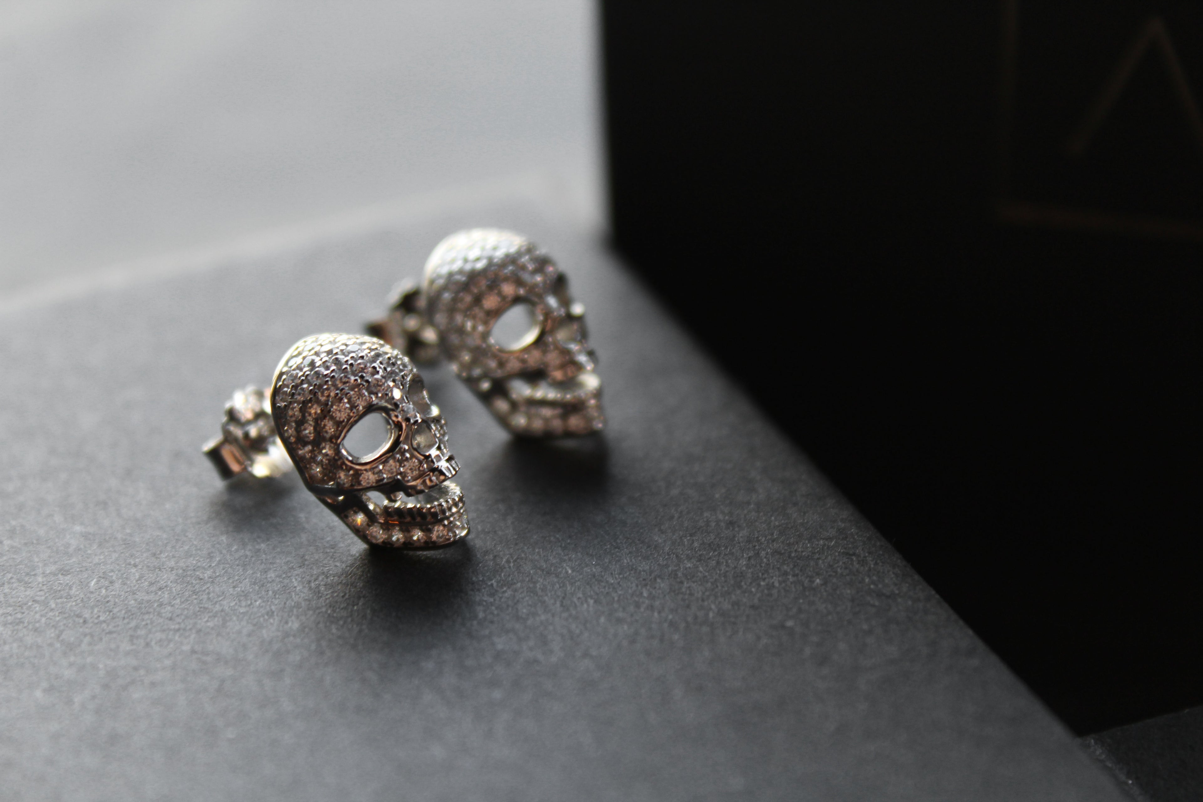 Cubic Zirconia Skull Studs