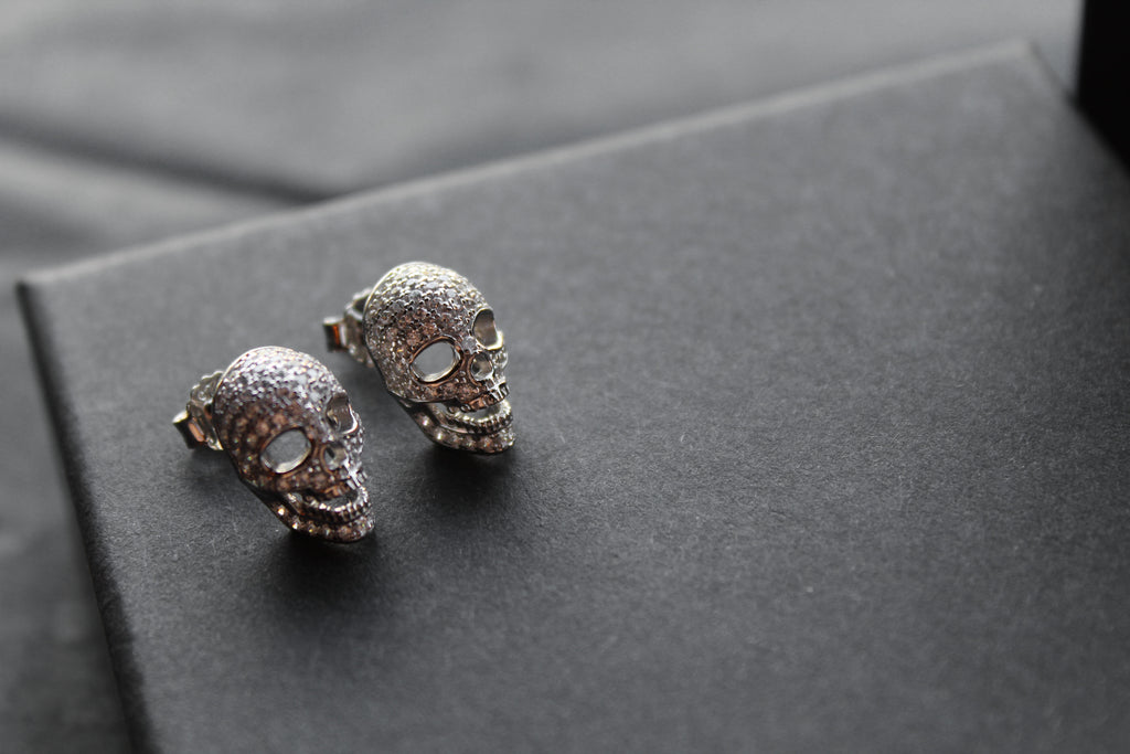 Cubic Zirconia Skull Studs