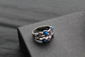 Cubic Zirconia & Blue Opalique Triple Band Ring
