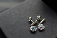 Load image into Gallery viewer, Dainty Blue &amp; White Topaz Drop Earrings
