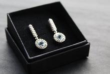 Load image into Gallery viewer, Dainty Blue &amp; White Topaz Drop Earrings
