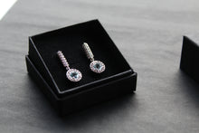 Load image into Gallery viewer, Dainty Blue &amp; White Topaz Drop Earrings
