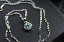 Load image into Gallery viewer, Dainty Blue &amp; White Topaz Pendant &amp; Chain
