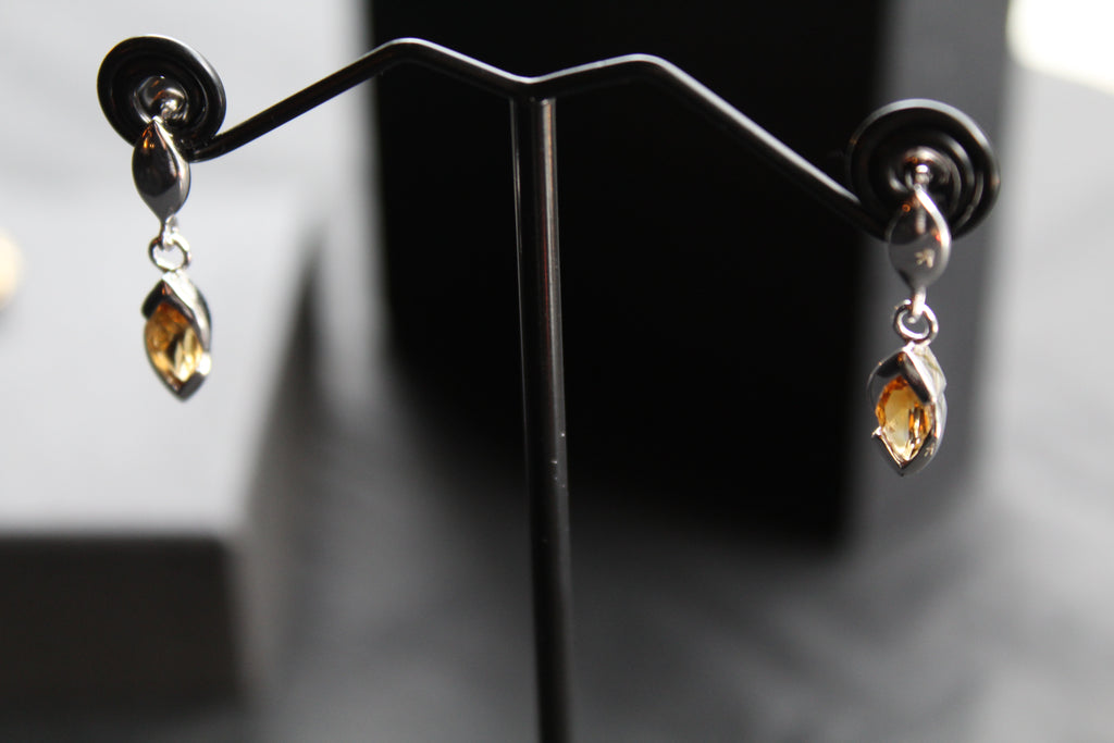 Dainty Double Drop Earrings with Golden Citrine