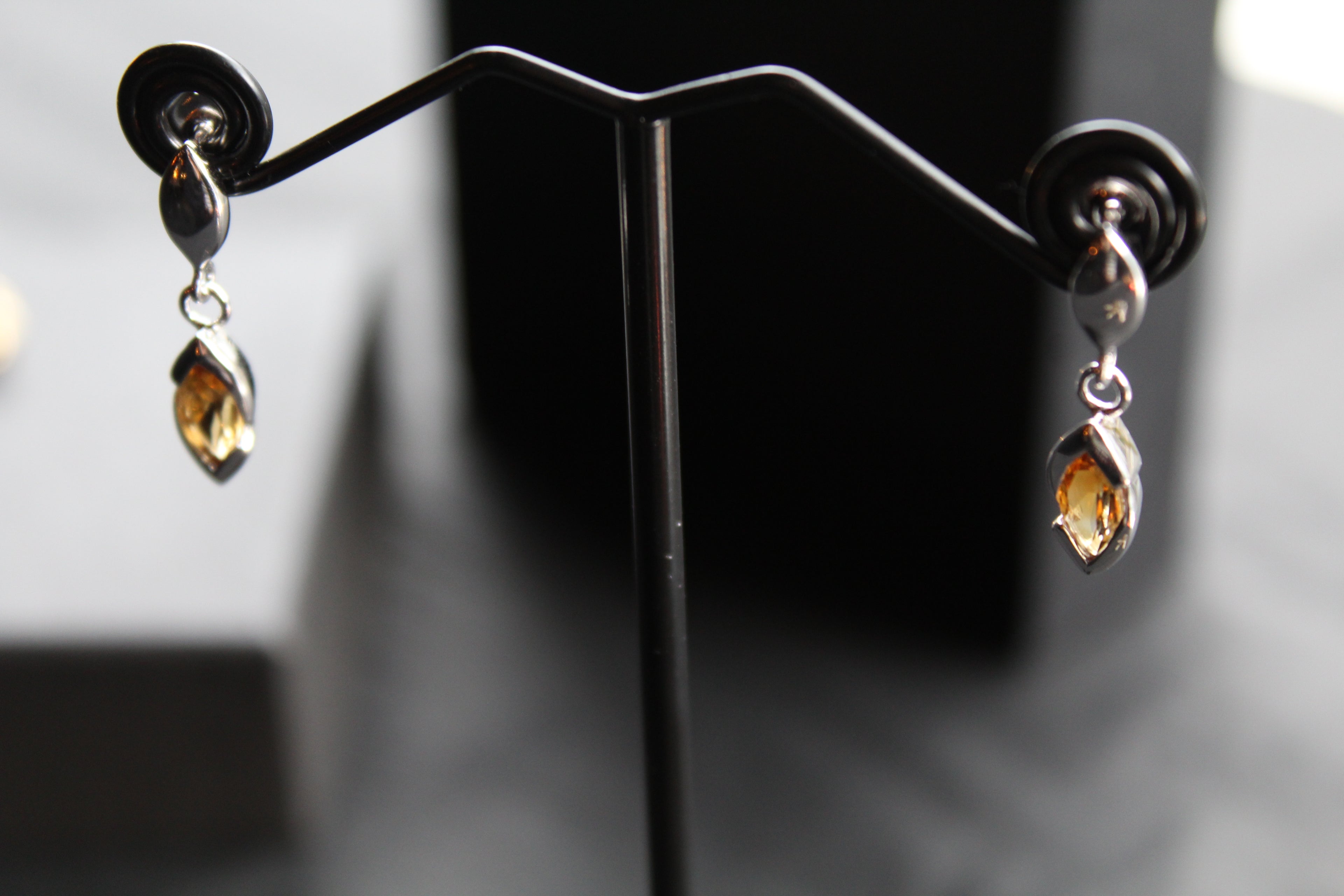 Dainty Double Drop Earrings with Golden Citrine