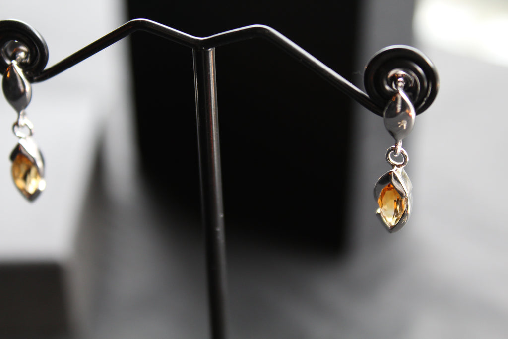 Dainty Double Drop Earrings with Golden Citrine