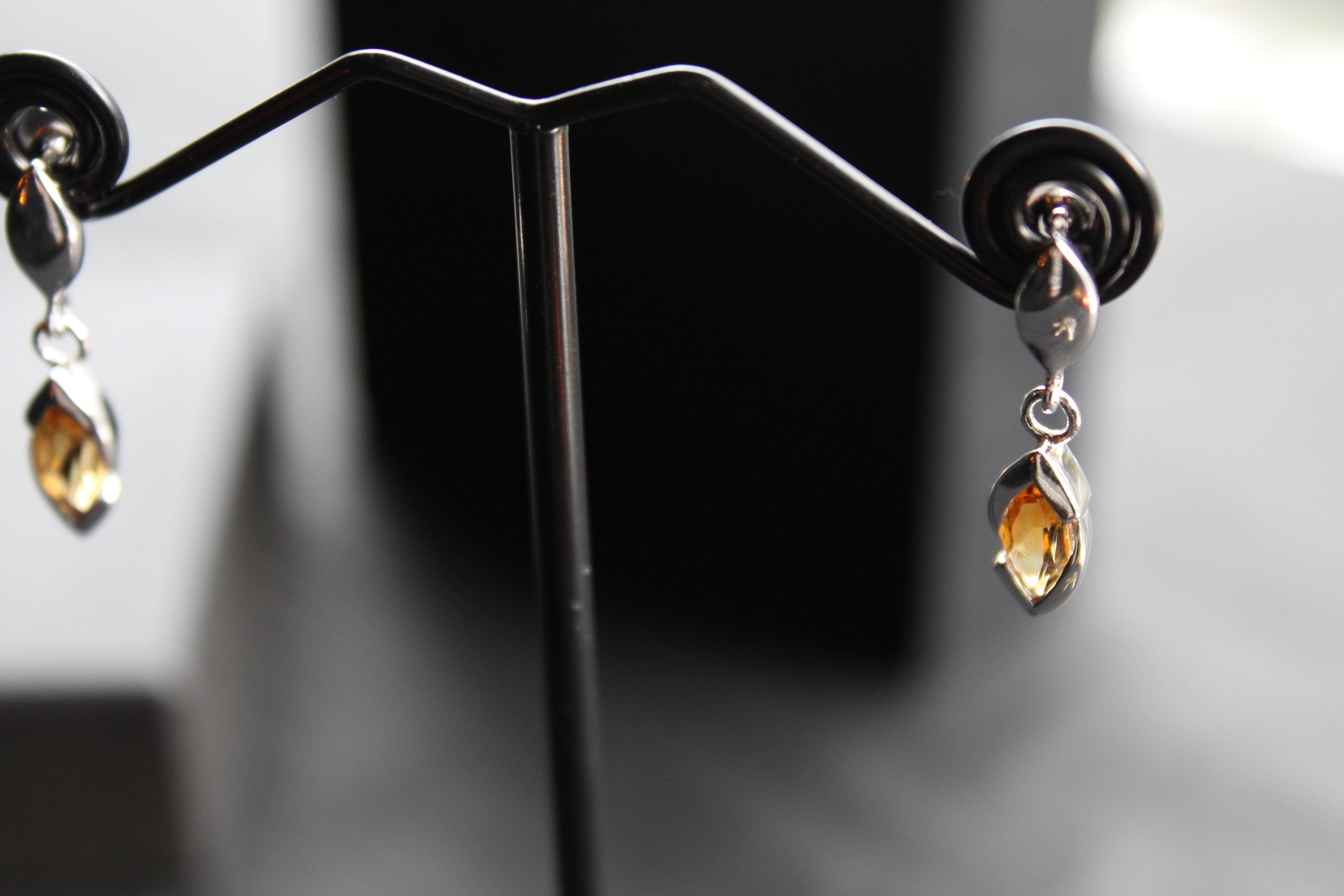 Dainty Double Drop Earrings with Golden Citrine
