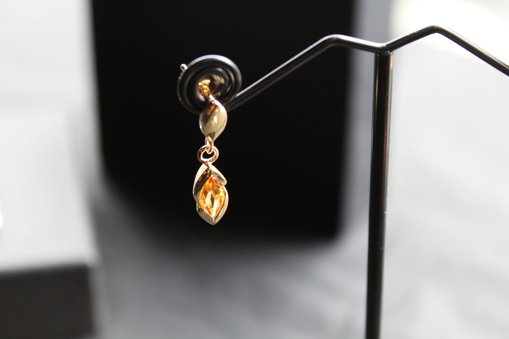 Dainty Double Drop Earrings with Golden Citrine