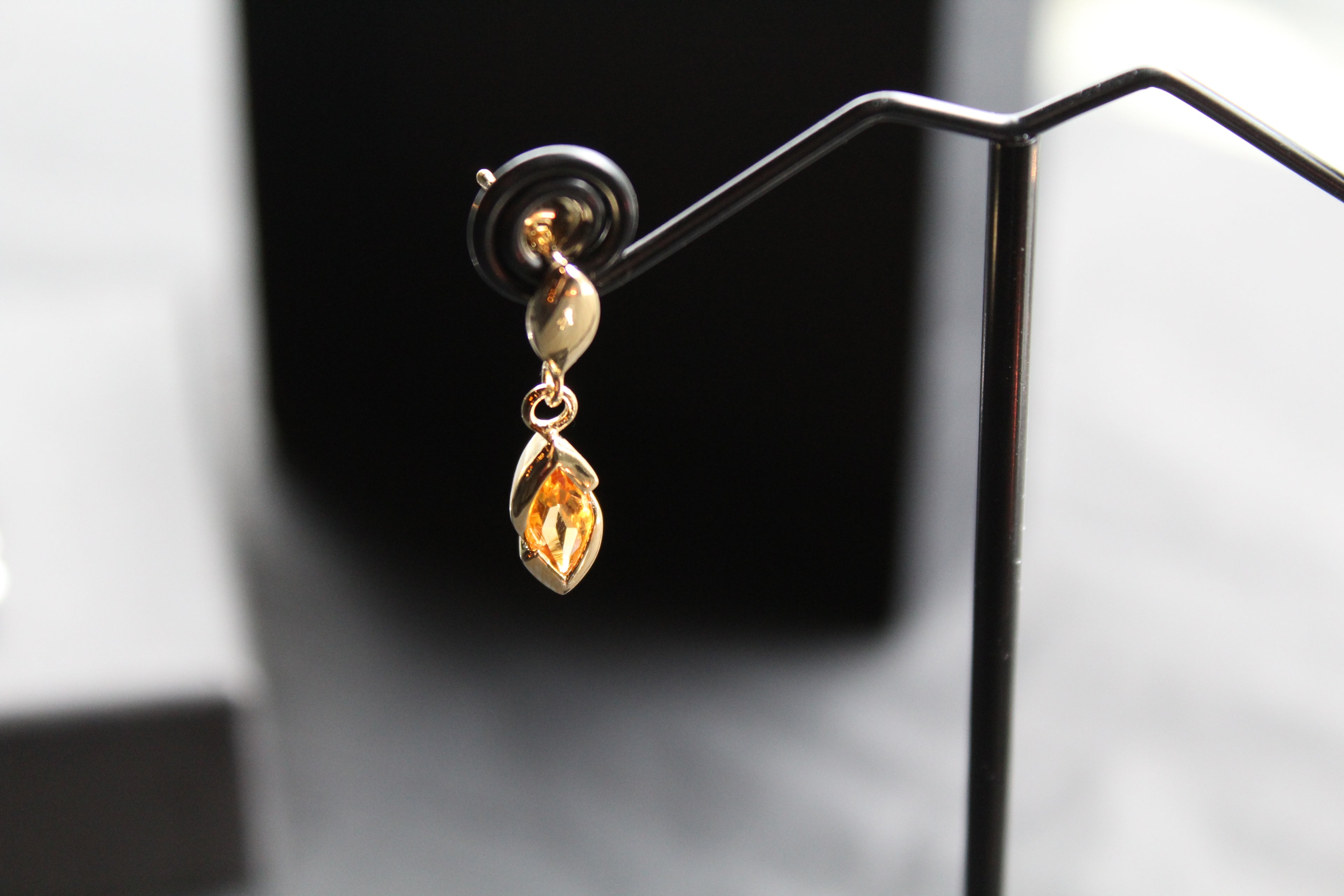 Dainty Double Drop Earrings with Golden Citrine