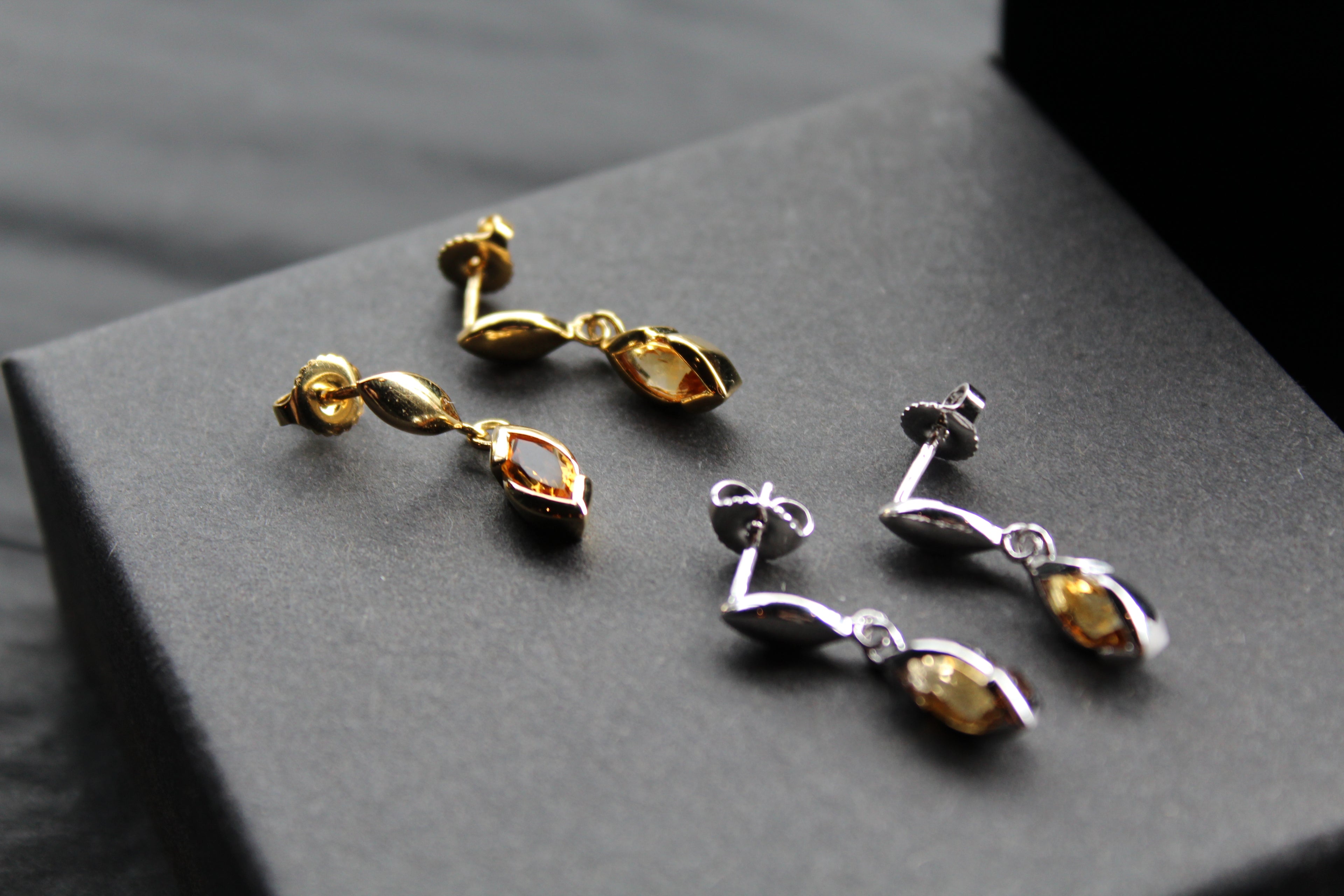Dainty Double Drop Earrings with Golden Citrine